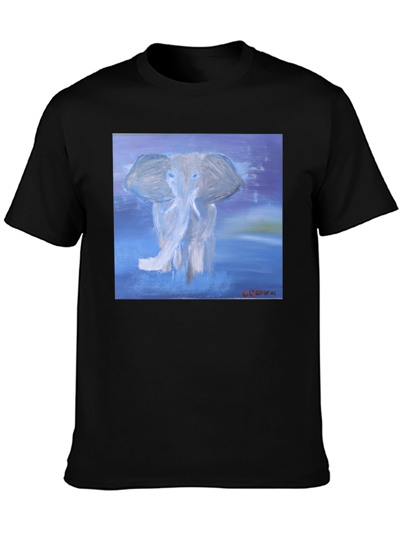 Elephant Art Graphic T-Shirt - Stylish Crew Neck Tee