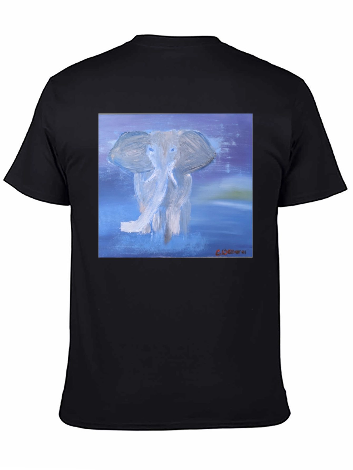 Elephant Art Graphic T-Shirt - Stylish Crew Neck Tee
