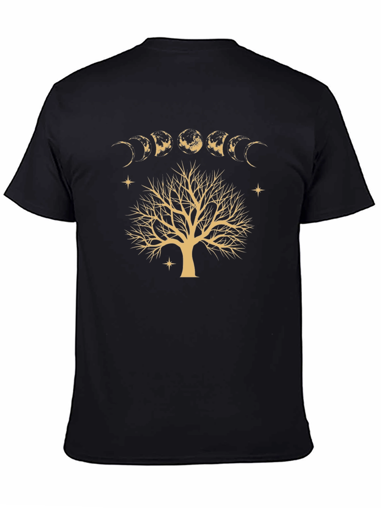 Moon Phases Tree Graphic Tee - Black