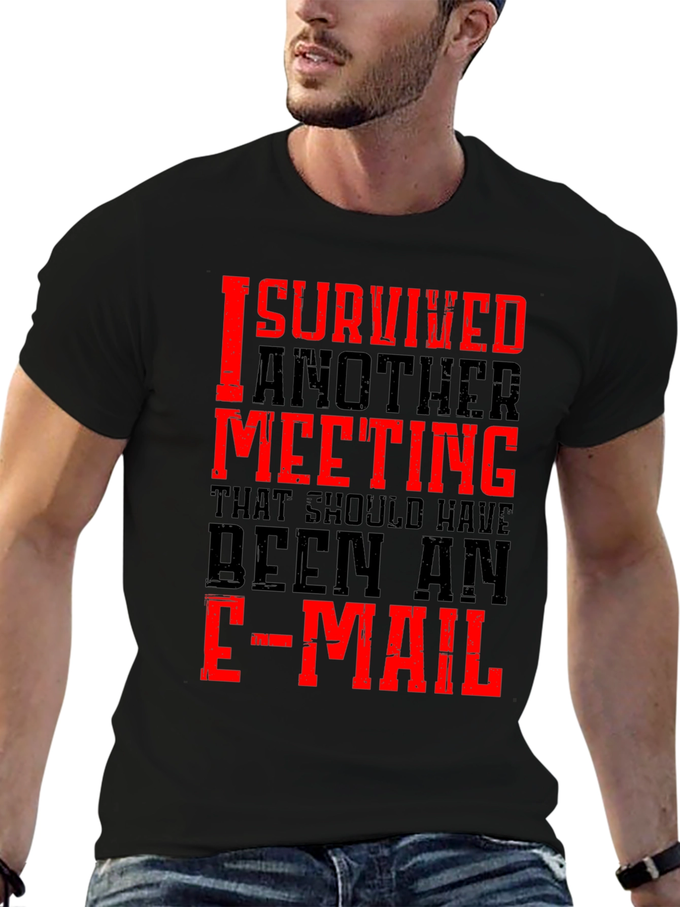 I Survived Another Meeting Black T-Shirt