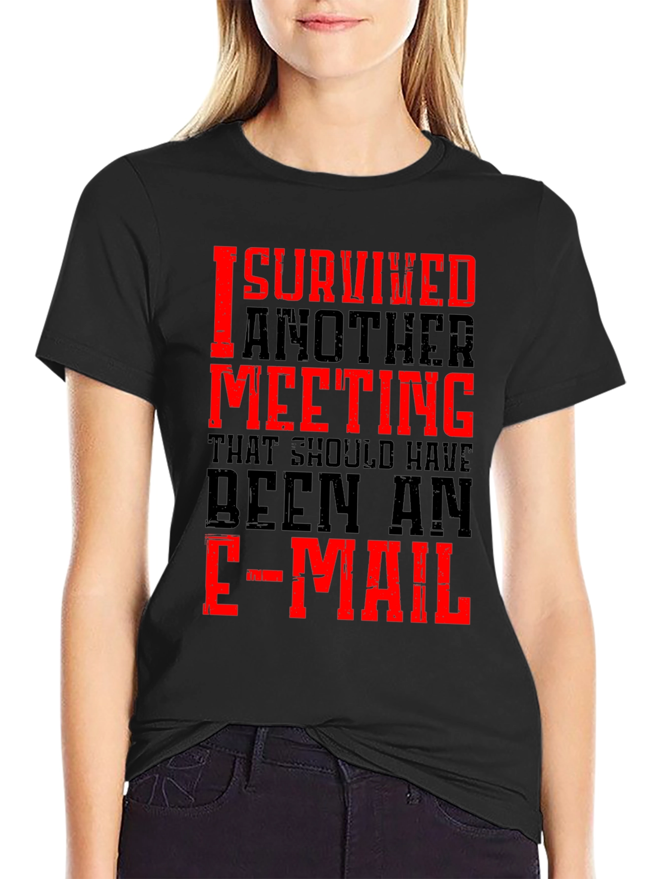 I Survived Another Meeting Black T-Shirt