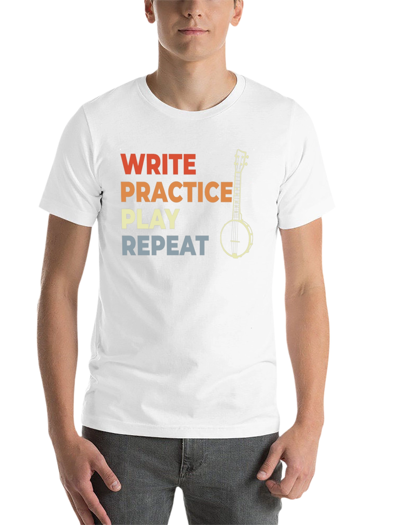 Write Practice Play Repeat Banjo Player T-Shirt
