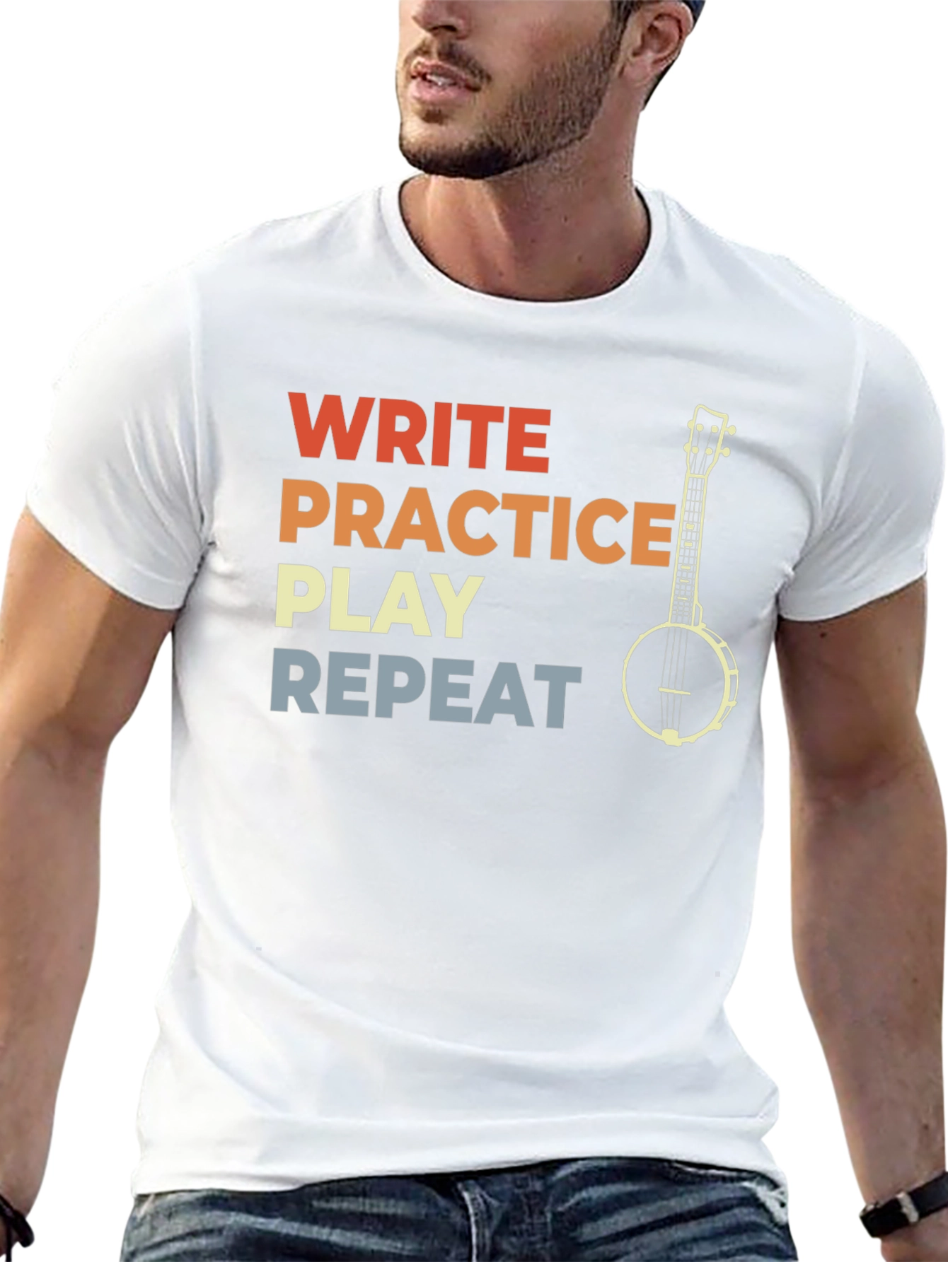 Write Practice Play Repeat Banjo Player T-Shirt
