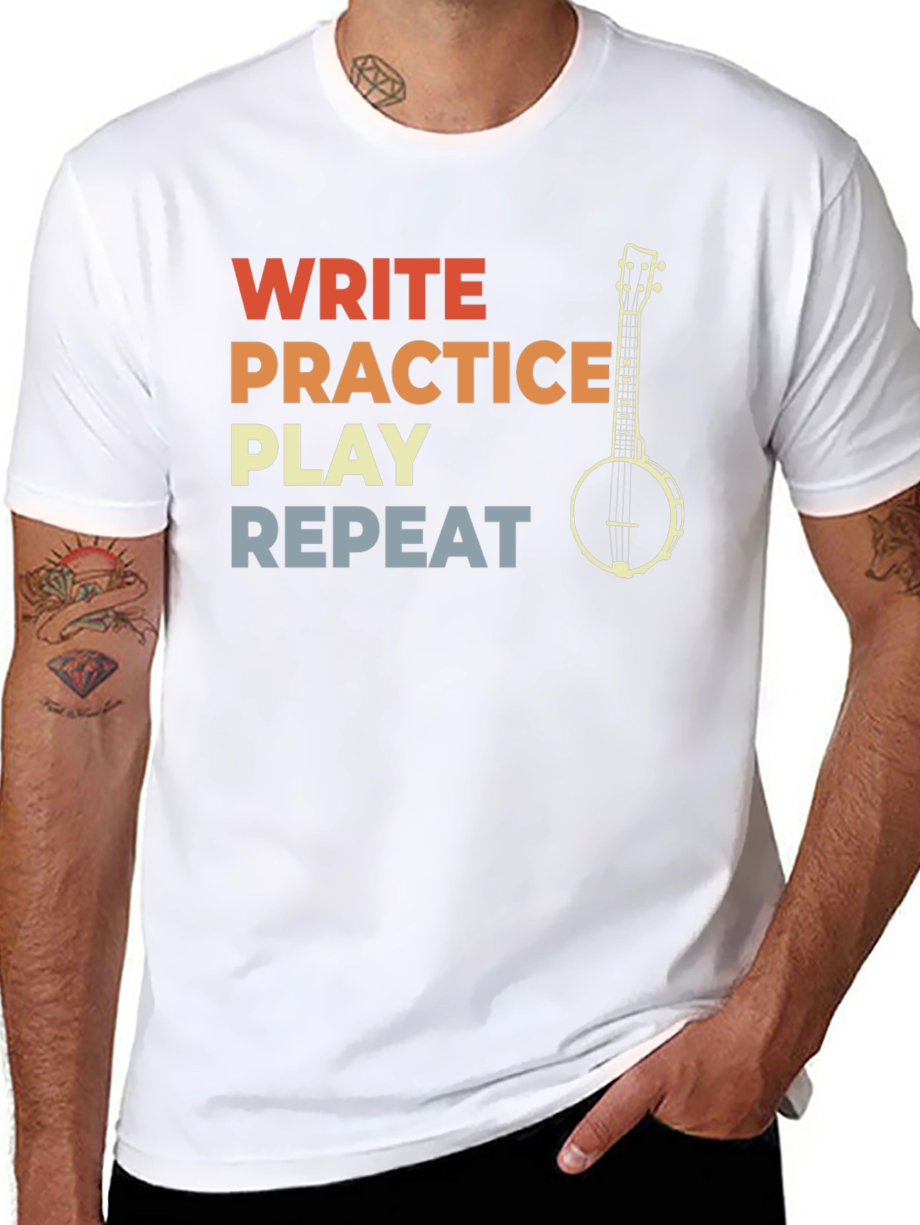Write Practice Play Repeat Banjo Player T-Shirt