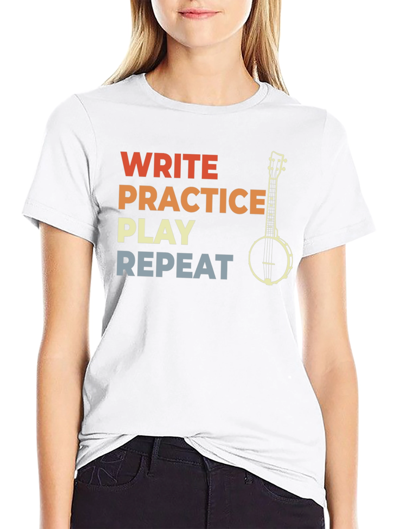 Write Practice Play Repeat Banjo Player T-Shirt