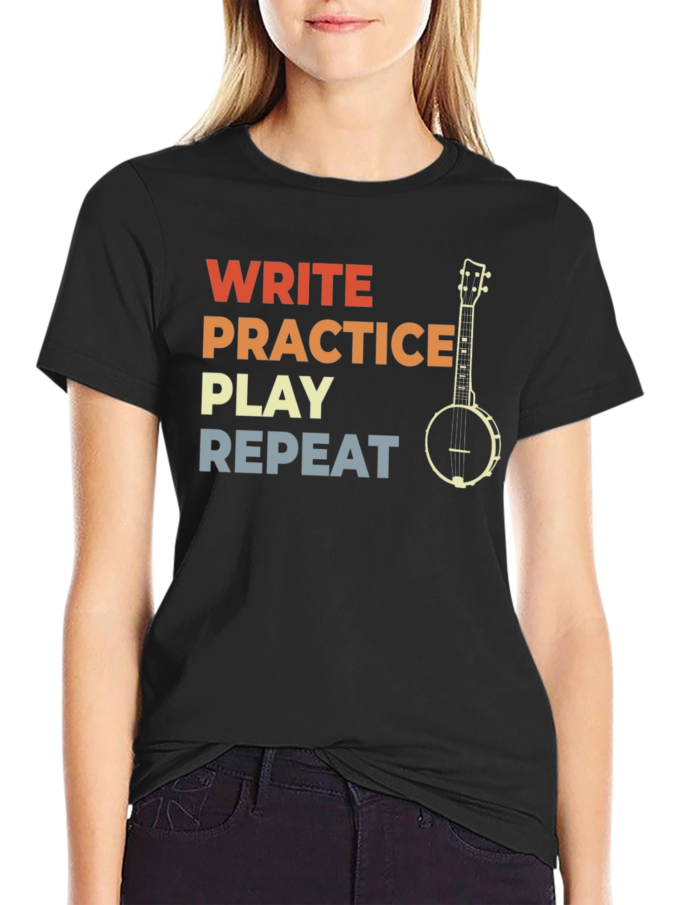 Write Practice Play Repeat Banjo Player T-Shirt
