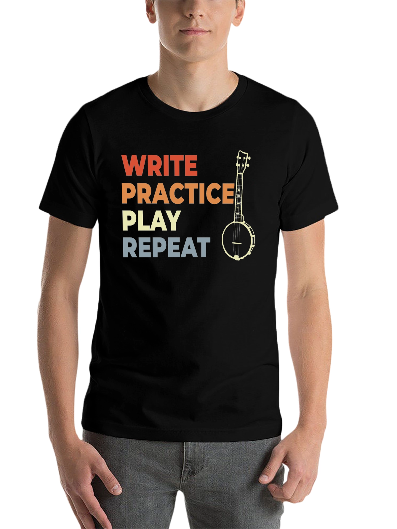 Write Practice Play Repeat Banjo Player T-Shirt