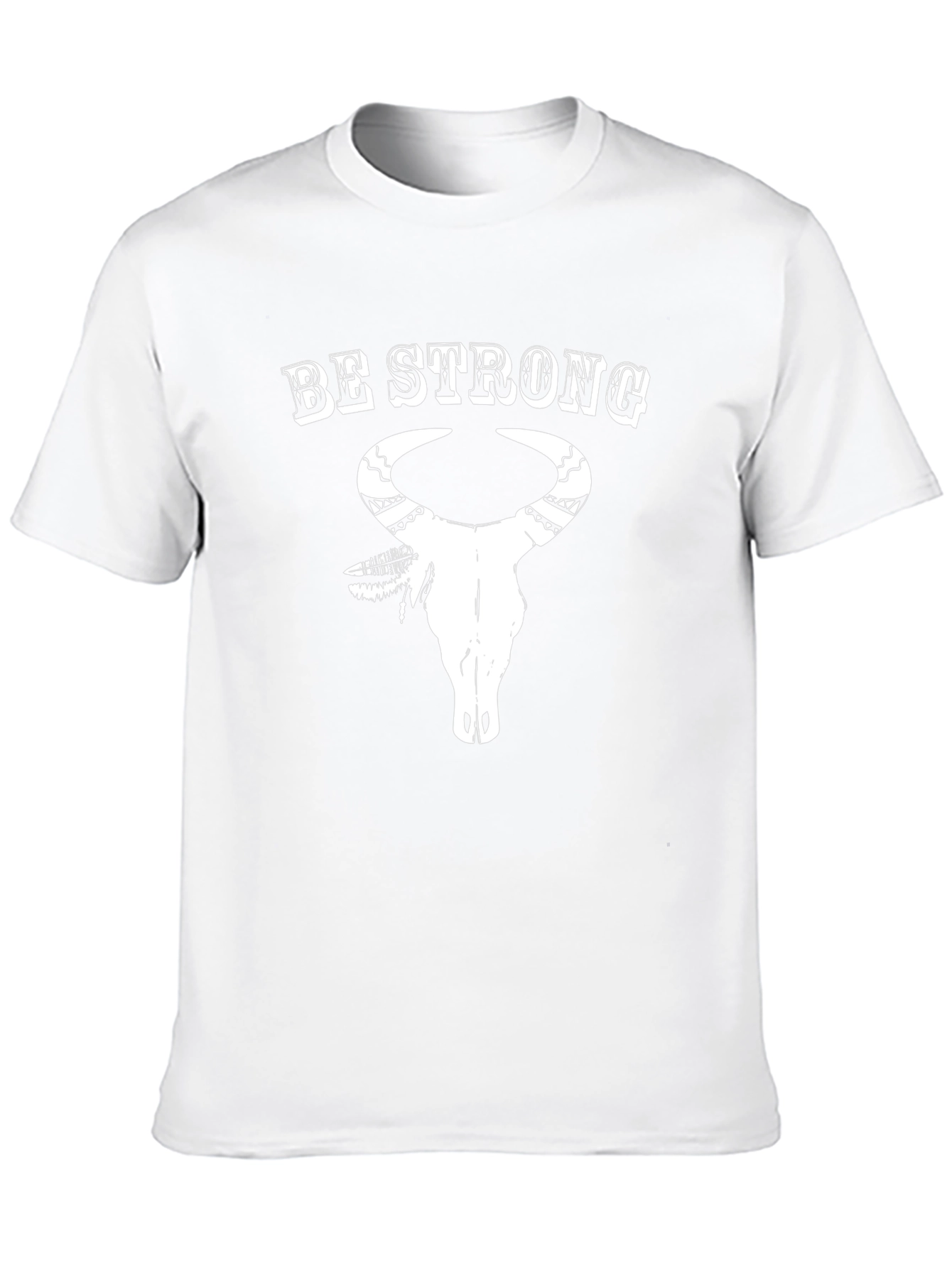 Be Strong Bull Skull Graphic Print Tee - Black