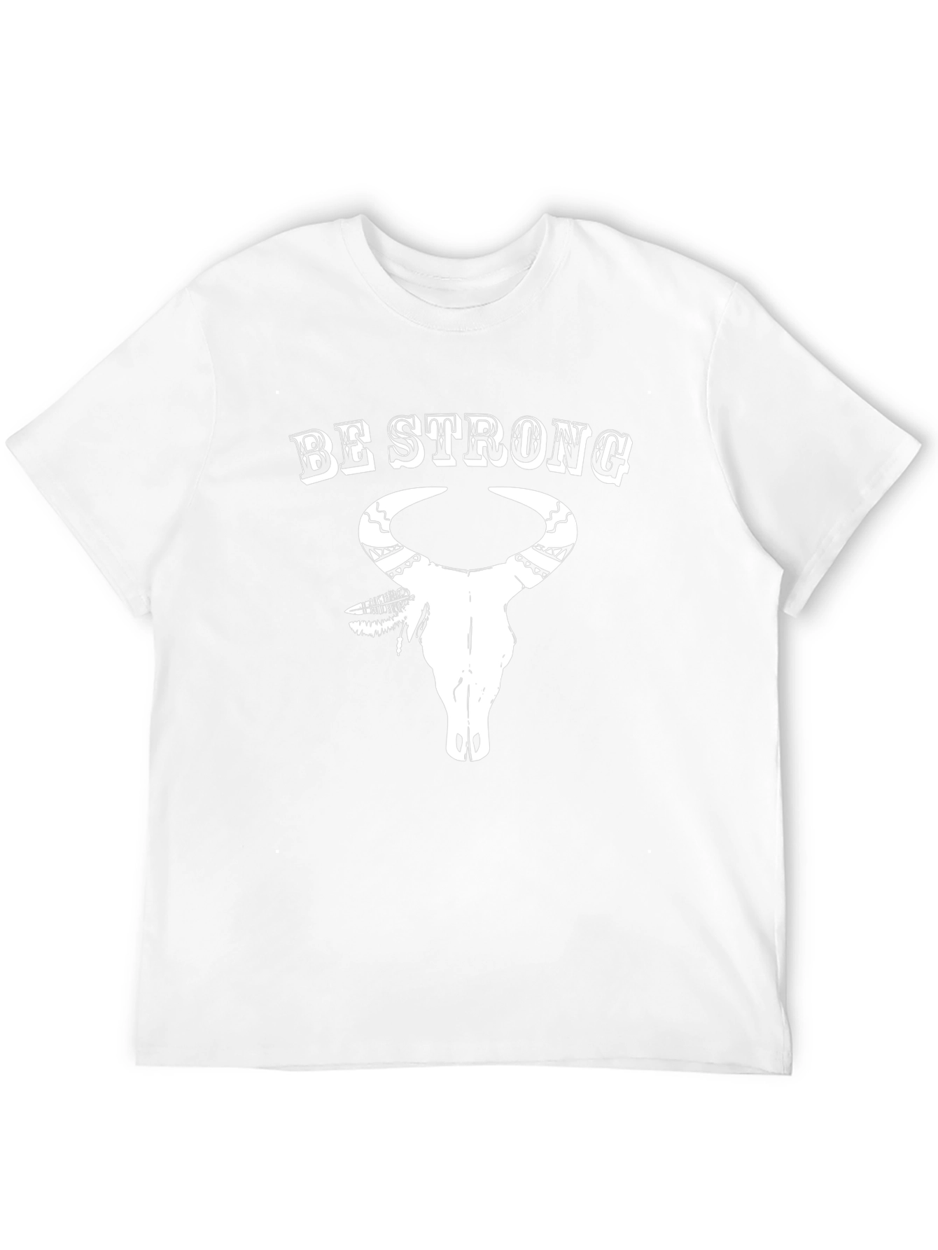 Be Strong Bull Skull Graphic Print Tee - Black