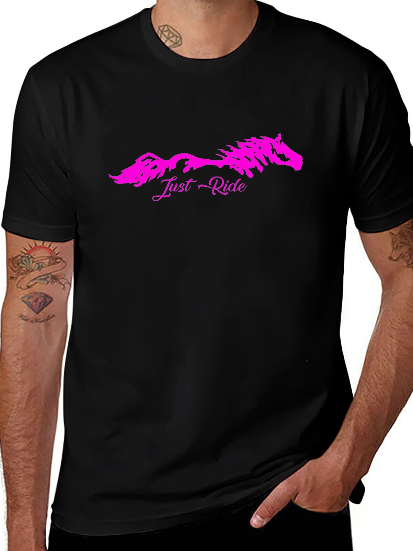 Just Ride Horse Graphic T-Shirt - Black