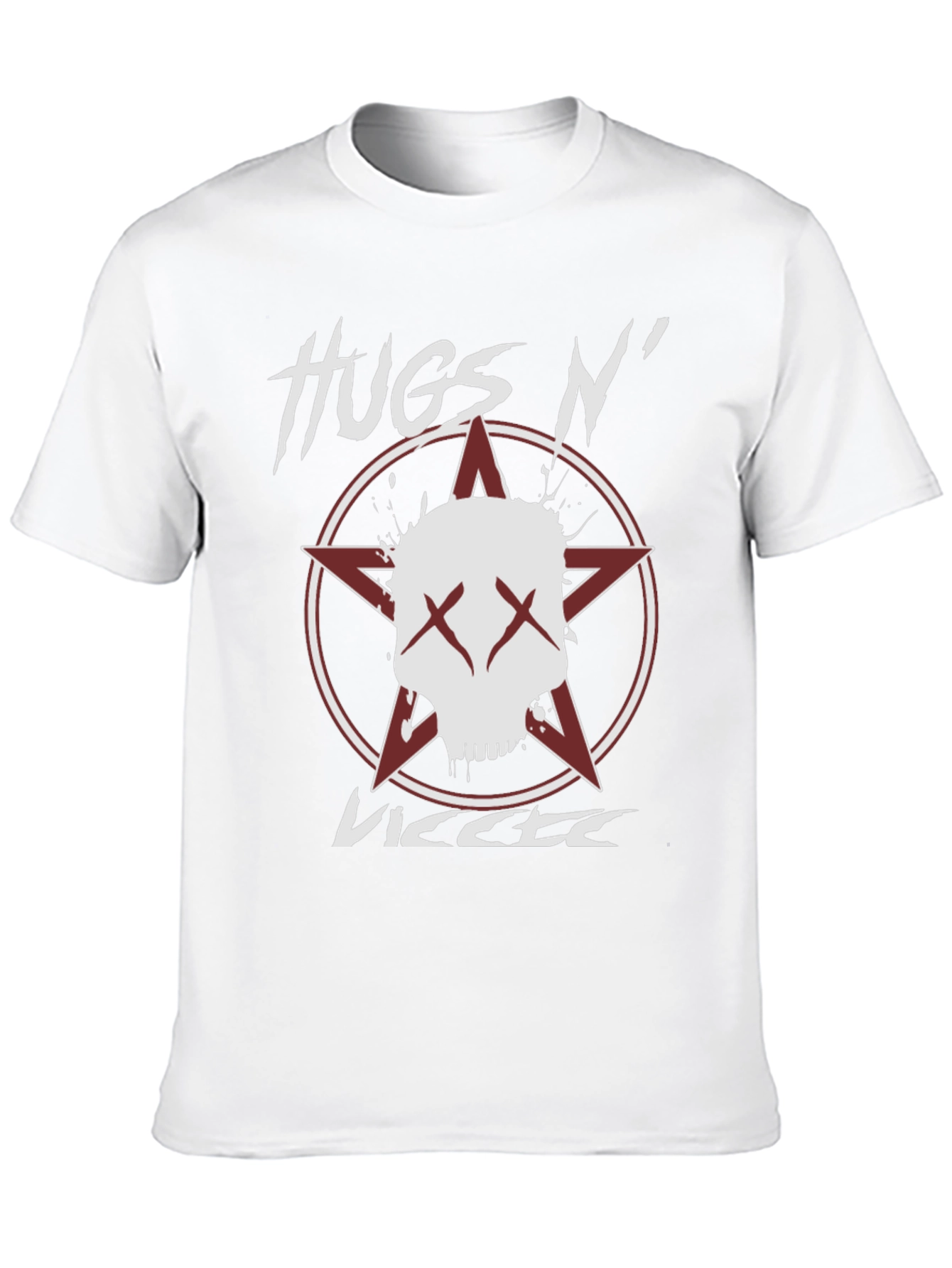 Hugs N VICCTE Black Graphic T-Shirt with Skull Design