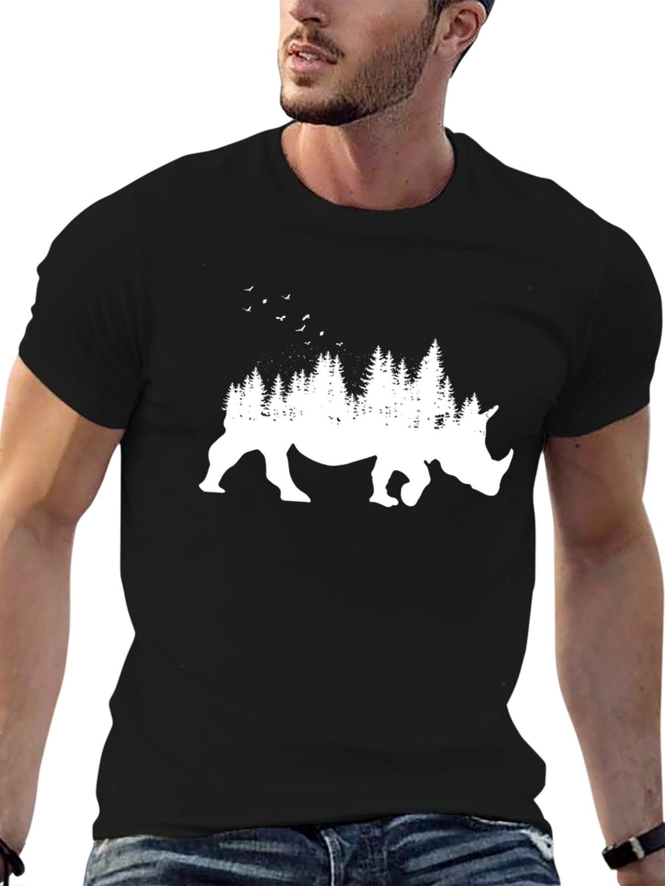Rhino Forest Graphic Tee - Nature Inspired T-Shirt