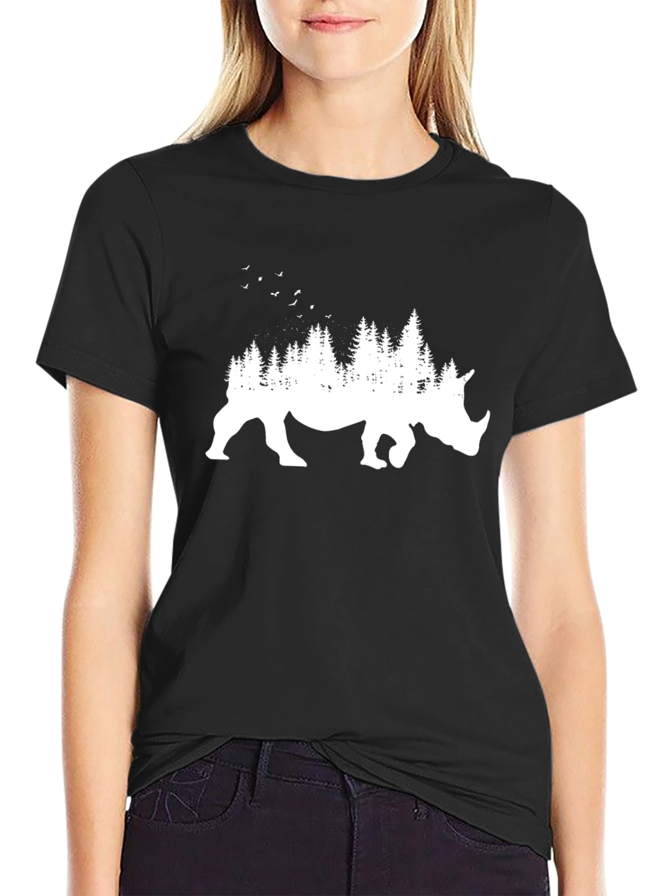 Rhino Forest Graphic Tee - Nature Inspired T-Shirt