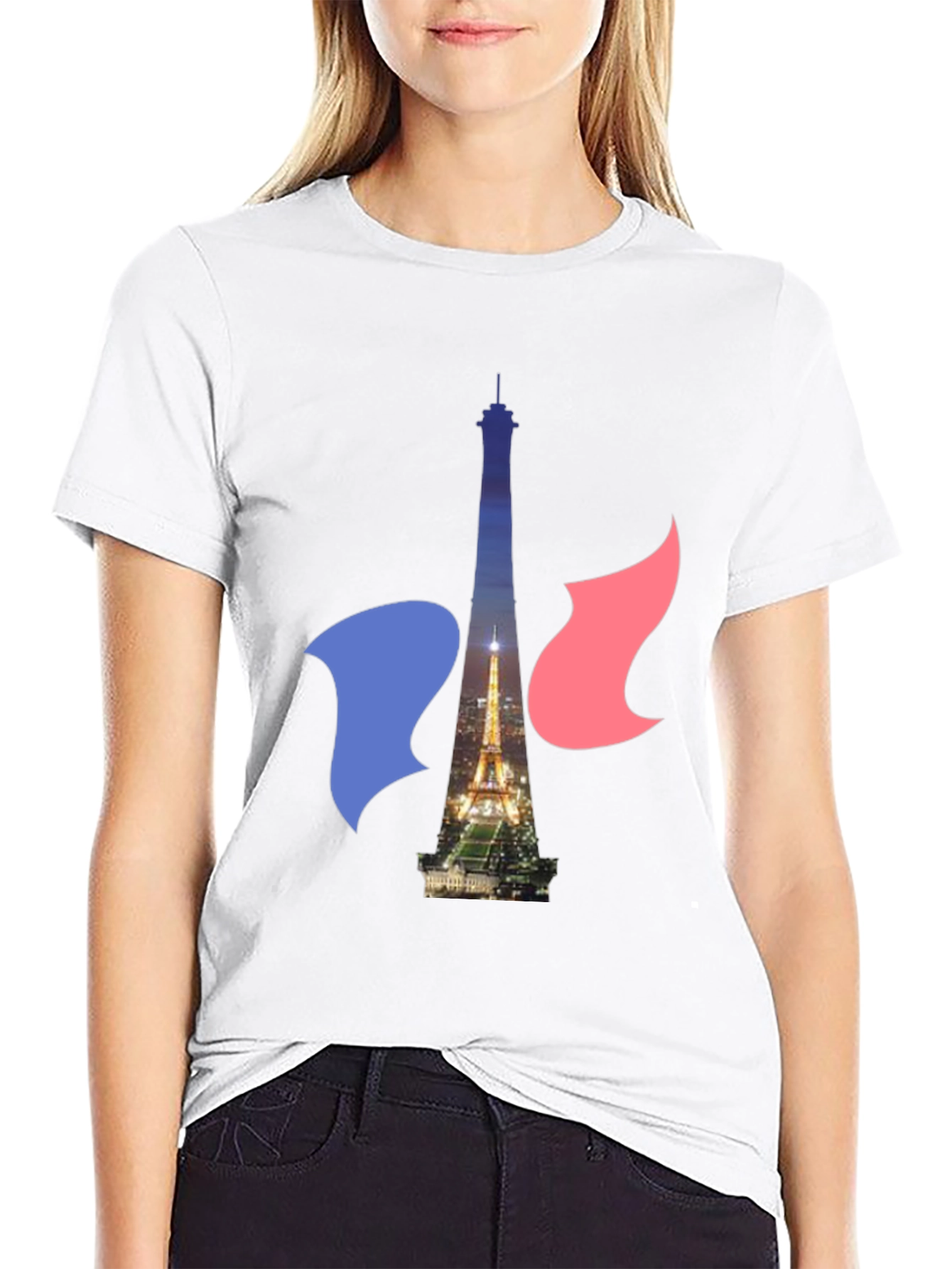 Paris Eiffel Tower Graphic Tee - French Flag