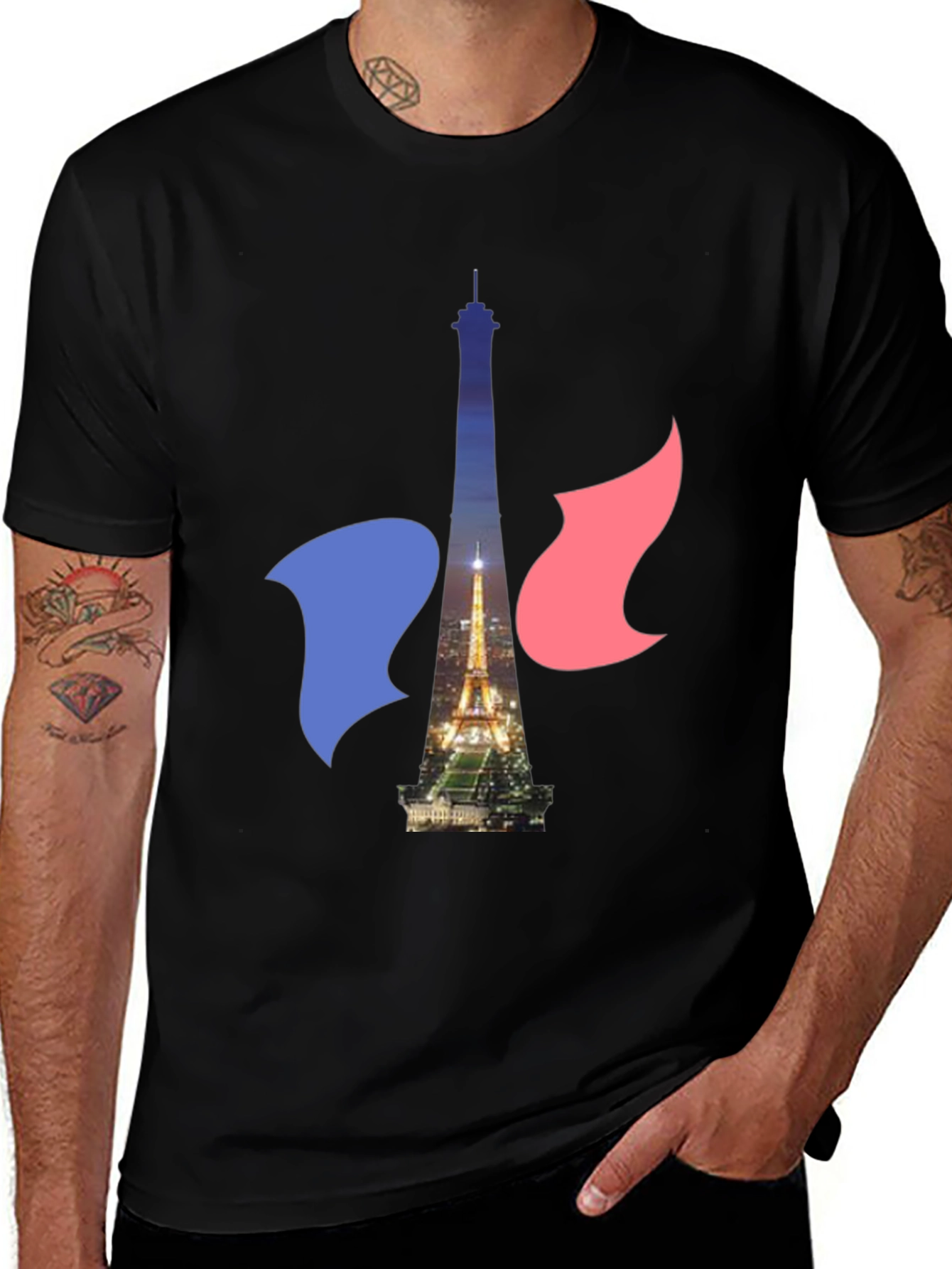 Paris Eiffel Tower Graphic Tee - French Flag