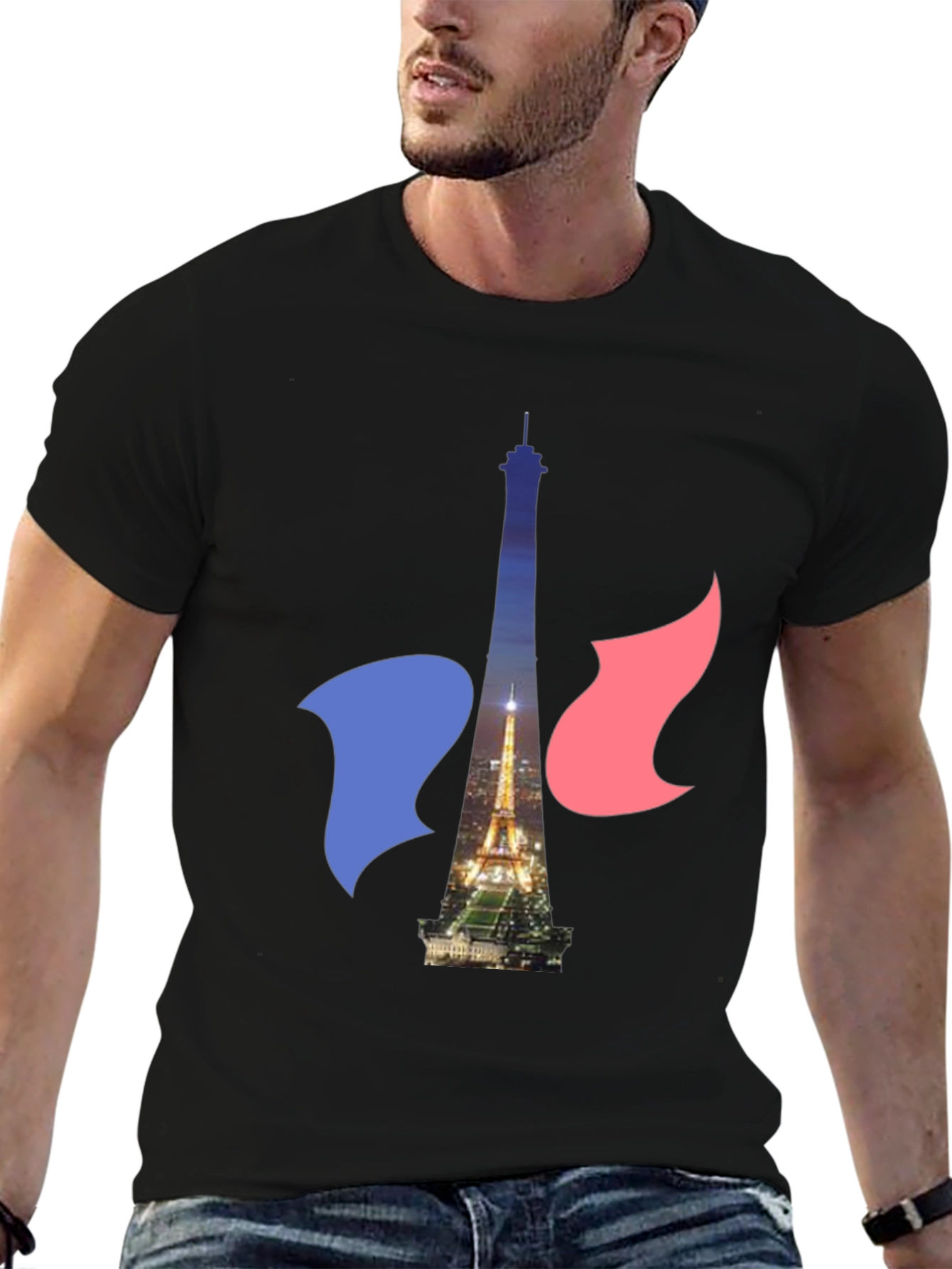 Paris Eiffel Tower Graphic Tee - French Flag