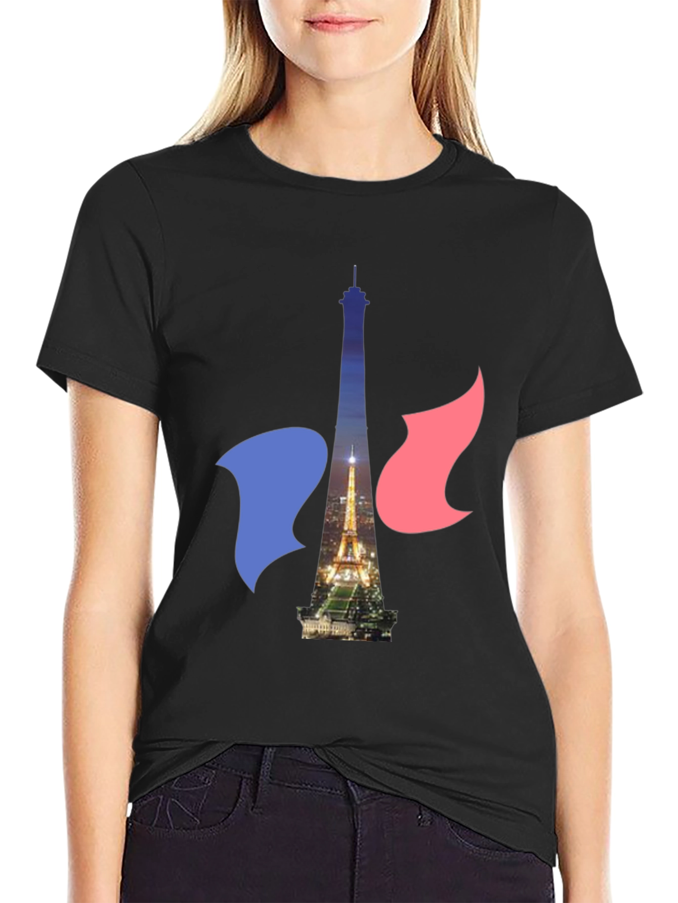 Paris Eiffel Tower Graphic Tee - French Flag