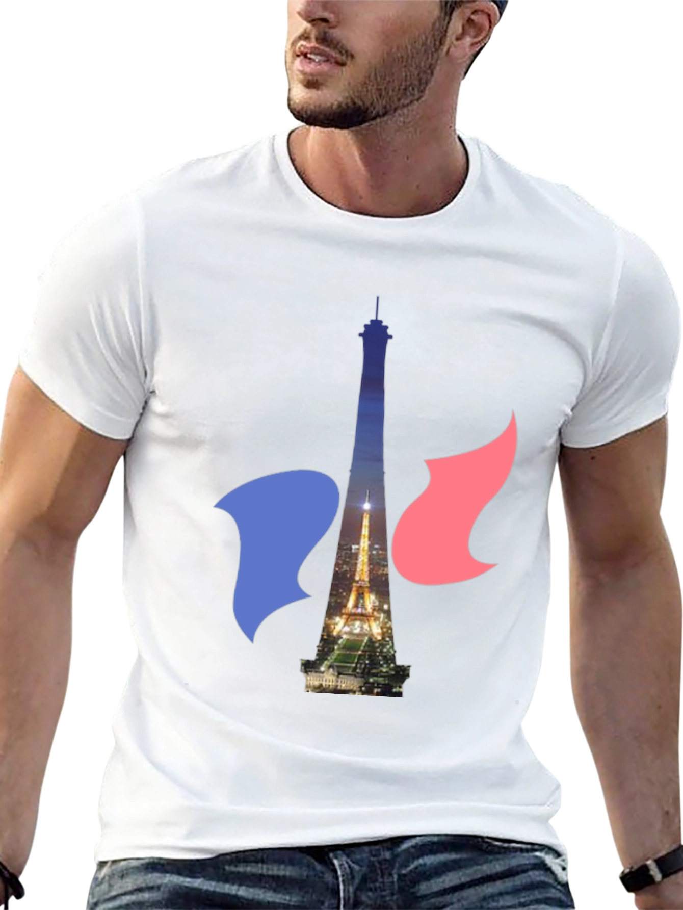 Paris Eiffel Tower Graphic Tee - French Flag