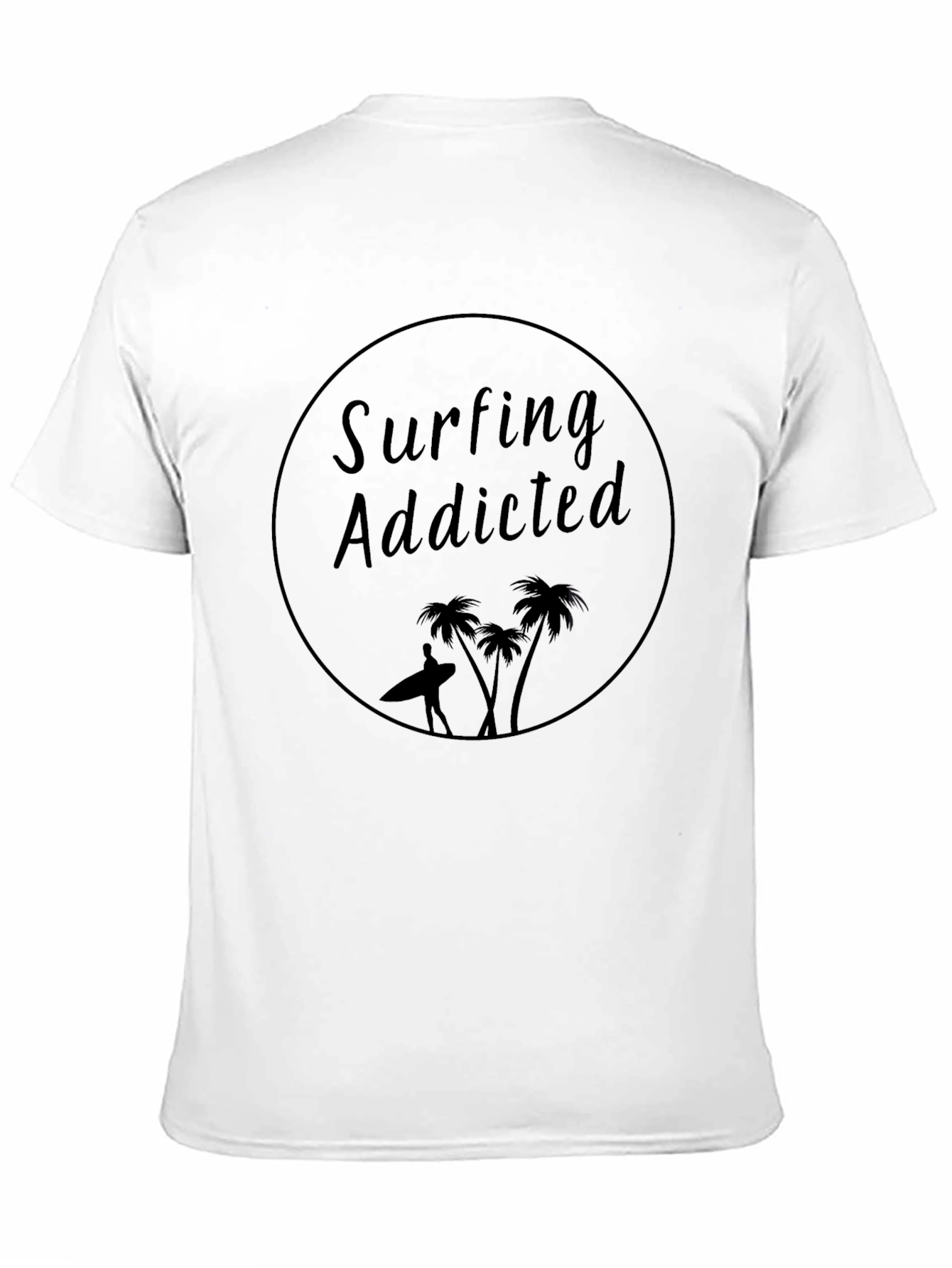 Surfing Addicted Graphic Black T-Shirt
