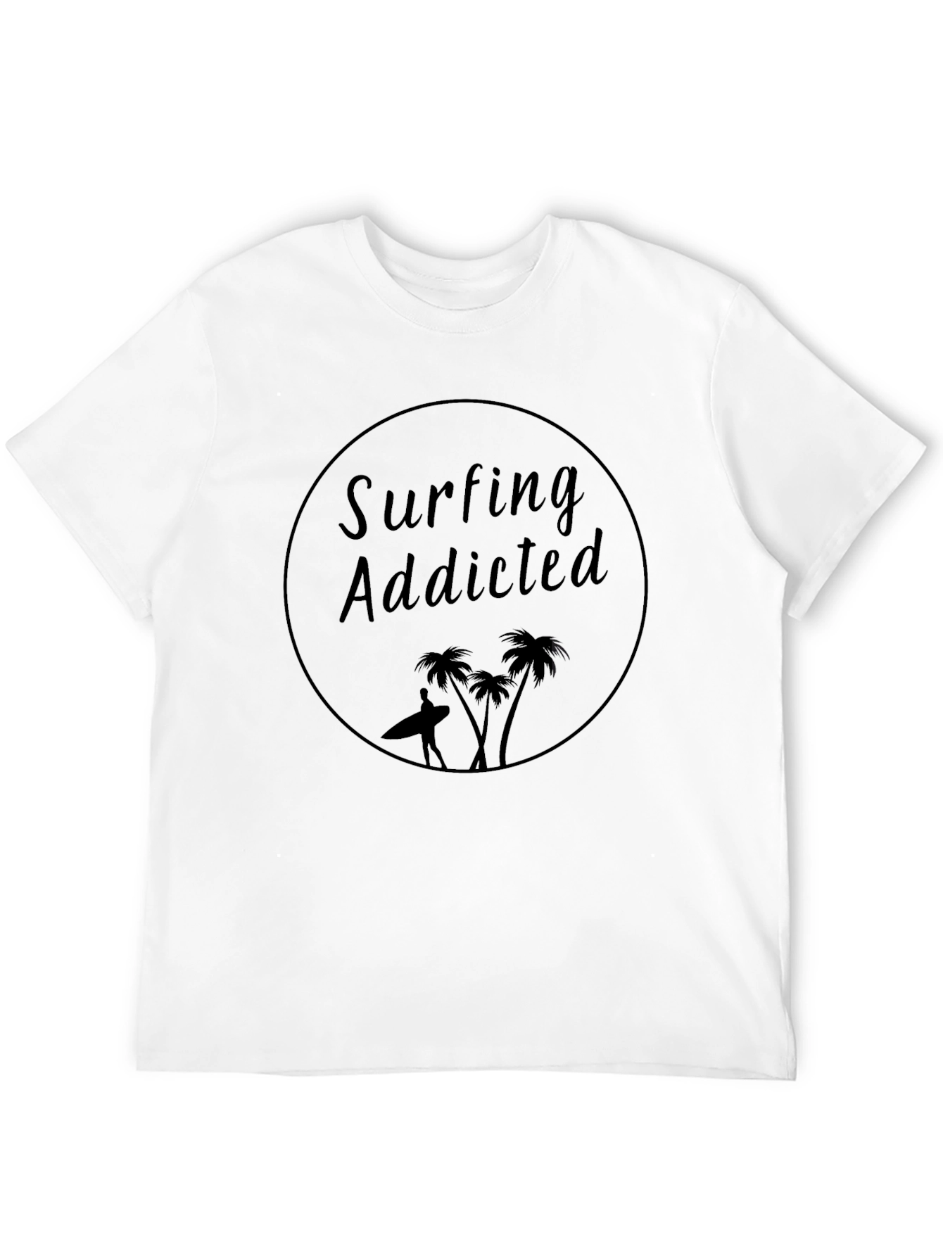 Surfing Addicted Graphic Black T-Shirt
