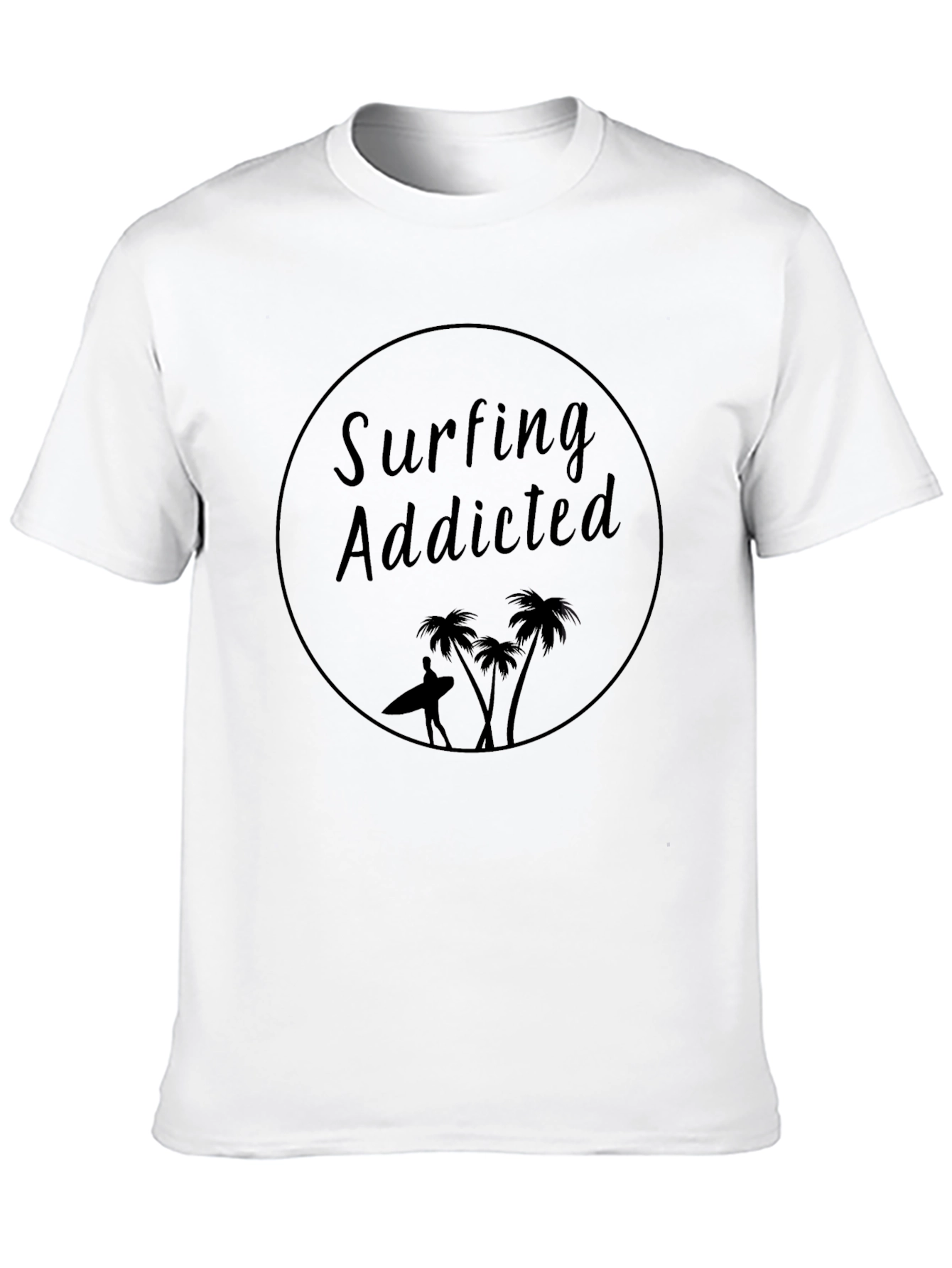 Surfing Addicted Graphic Black T-Shirt