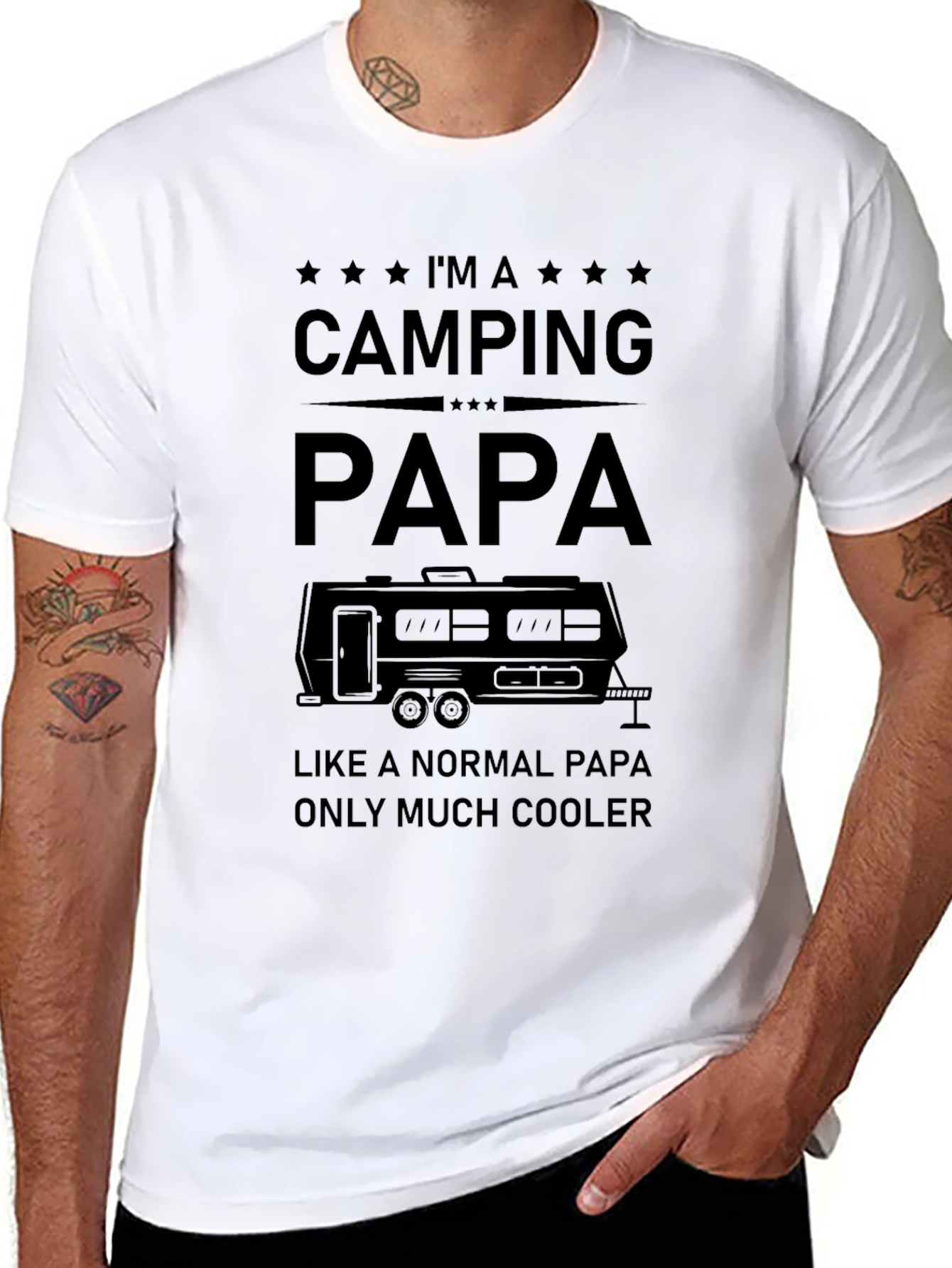 Camping Papa Graphic Tee - Cool Dad Shirt