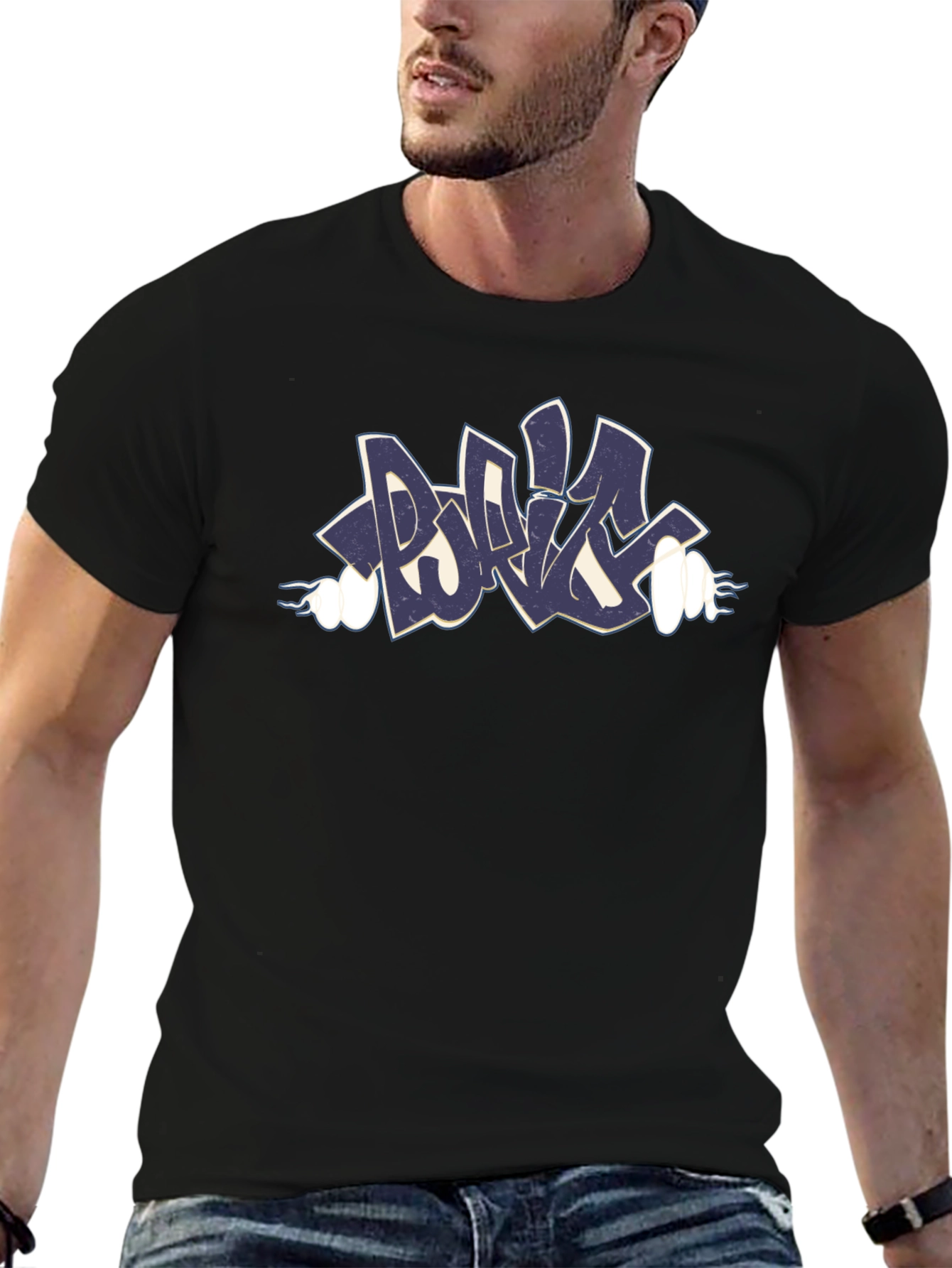 Graffiti Style Graphic Tee - Black