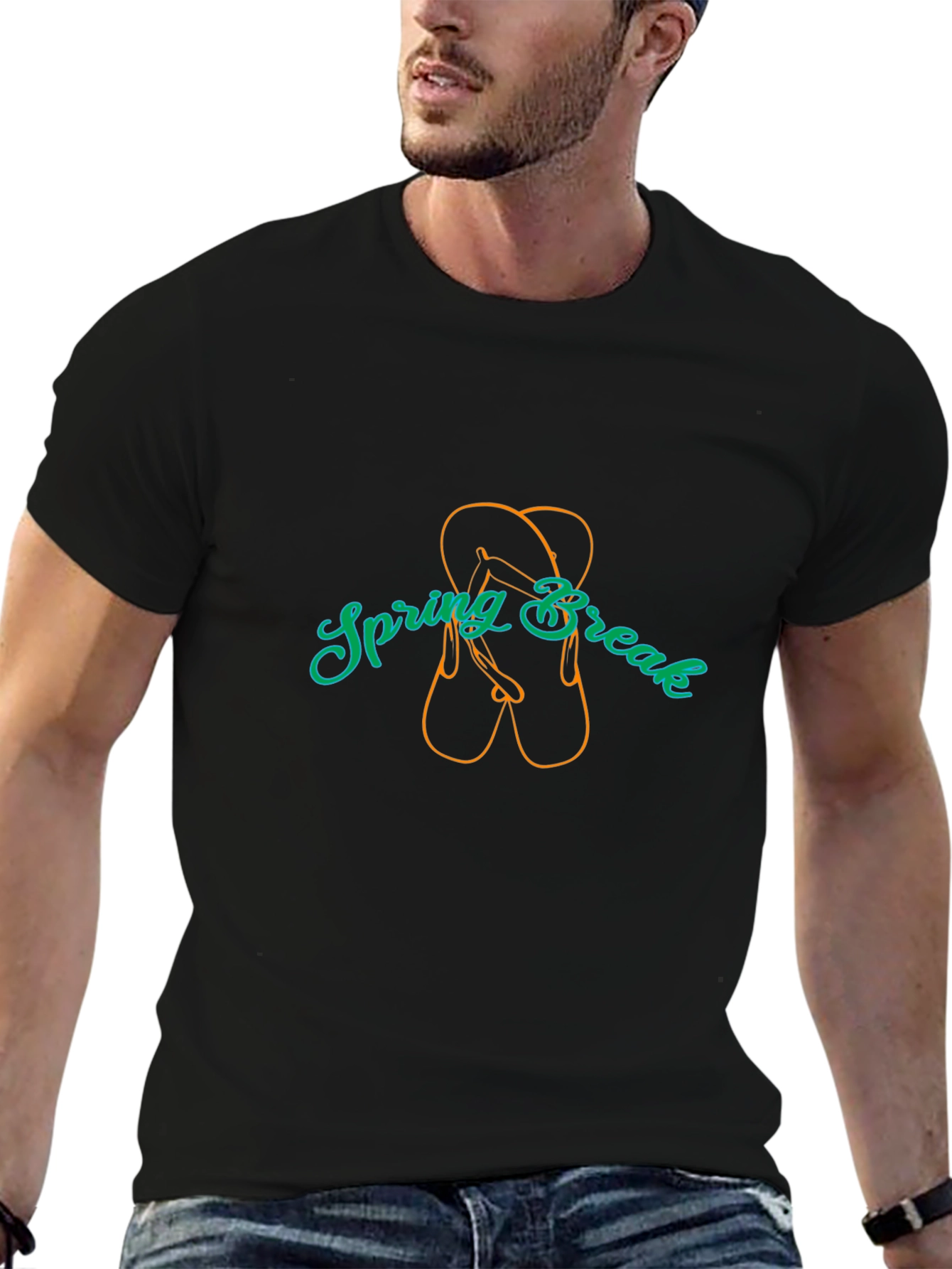 Spring Break Flip Flop Graphic Tee - Black