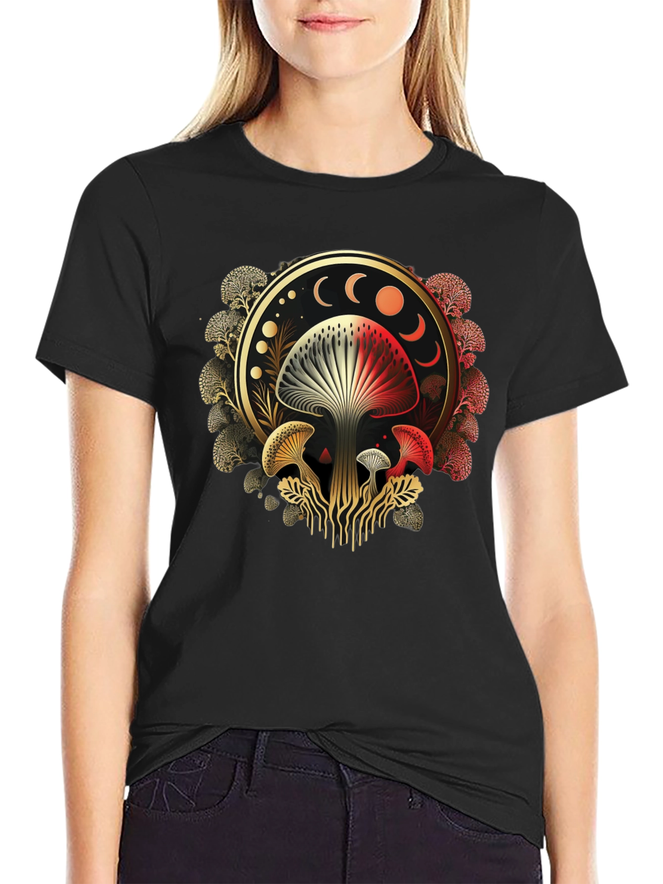 Mystic Mushroom Moon Phase Graphic Tee