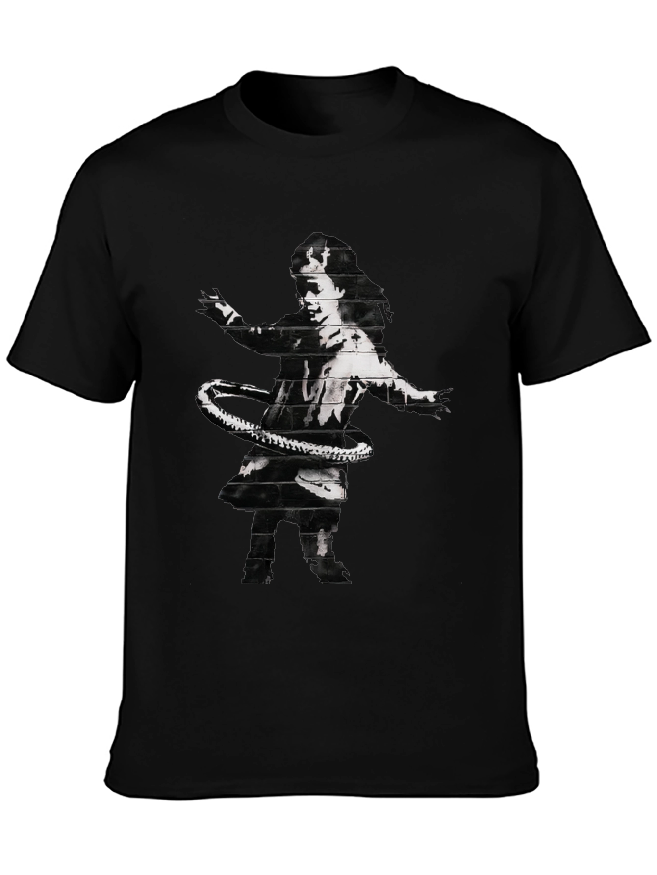 Banksy Hula Hoop Girl Graphic Tee - Black