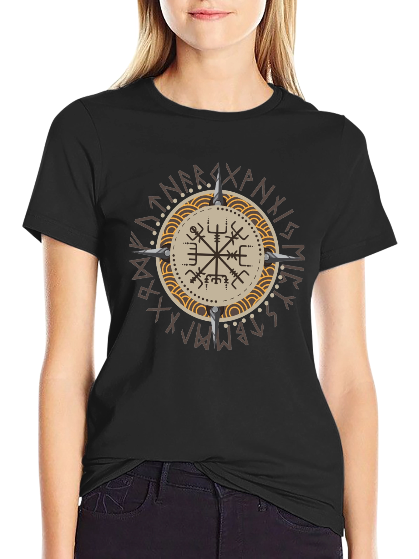 Vegvisir Compass Viking T-Shirt - Nordic Rune Symbol