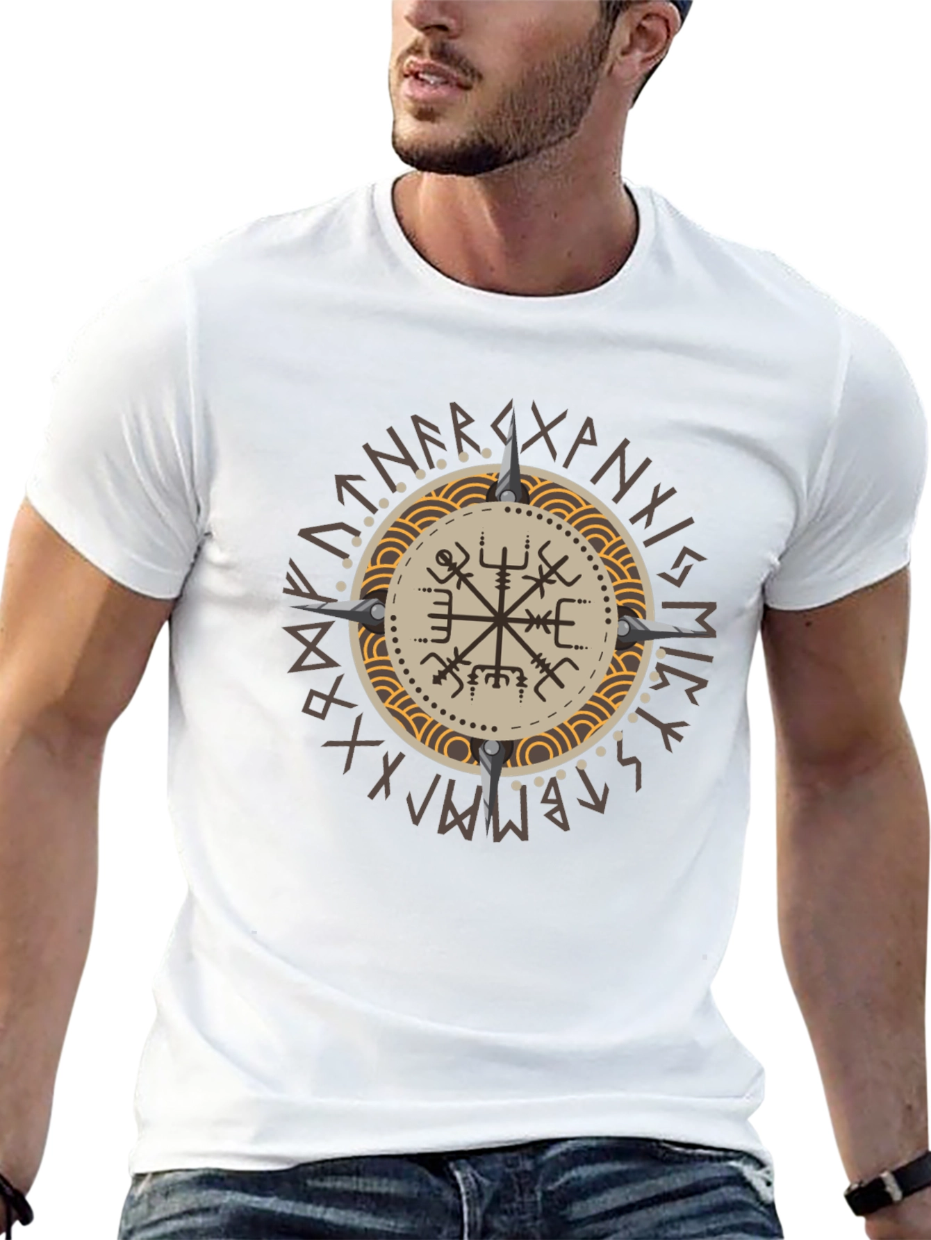 Vegvisir Compass Viking T-Shirt - Nordic Rune Symbol