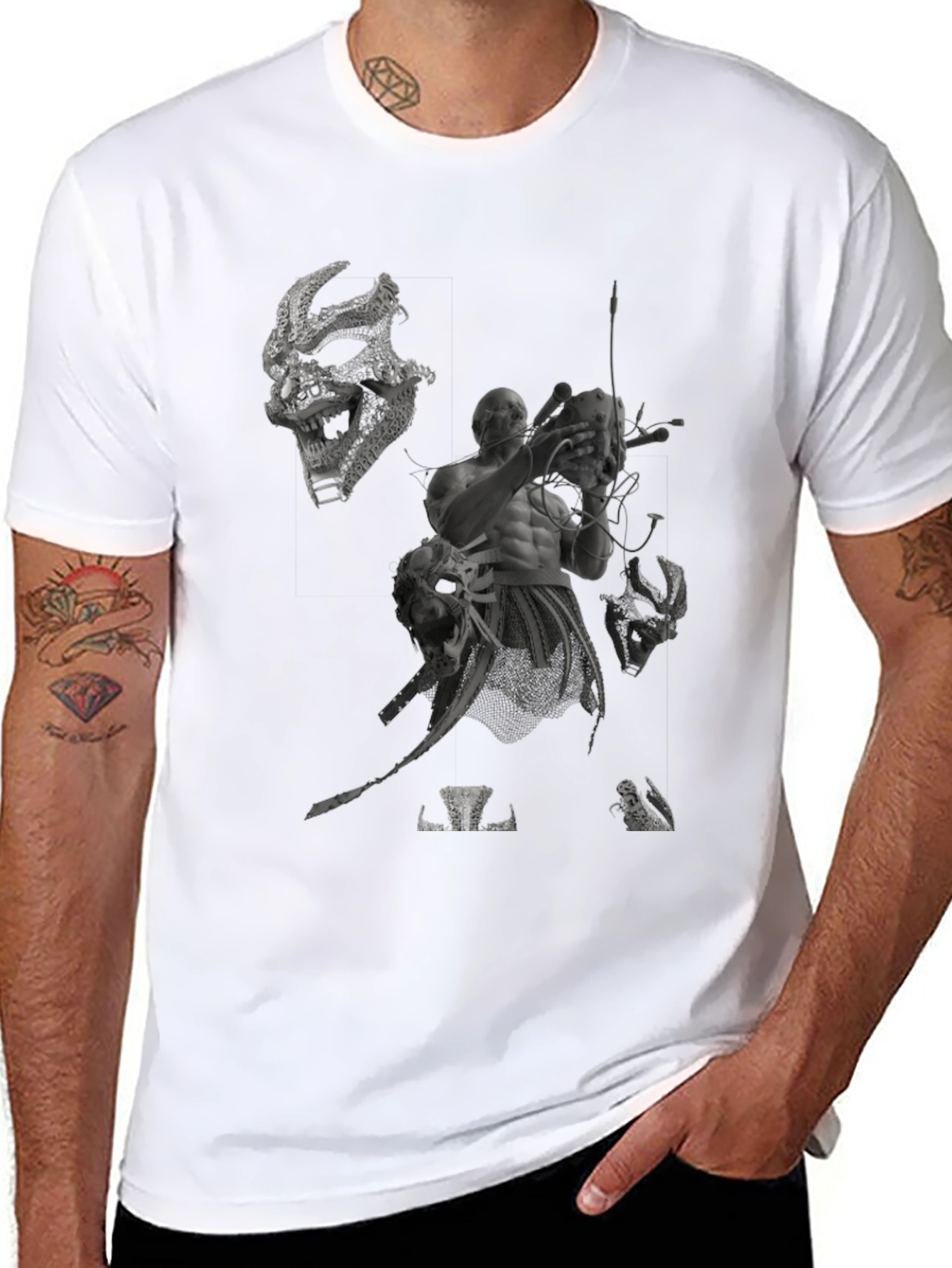Mens Black Graphic Print Tee