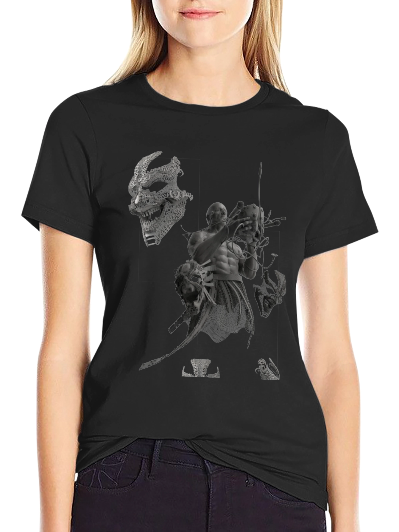 Mens Black Graphic Print Tee
