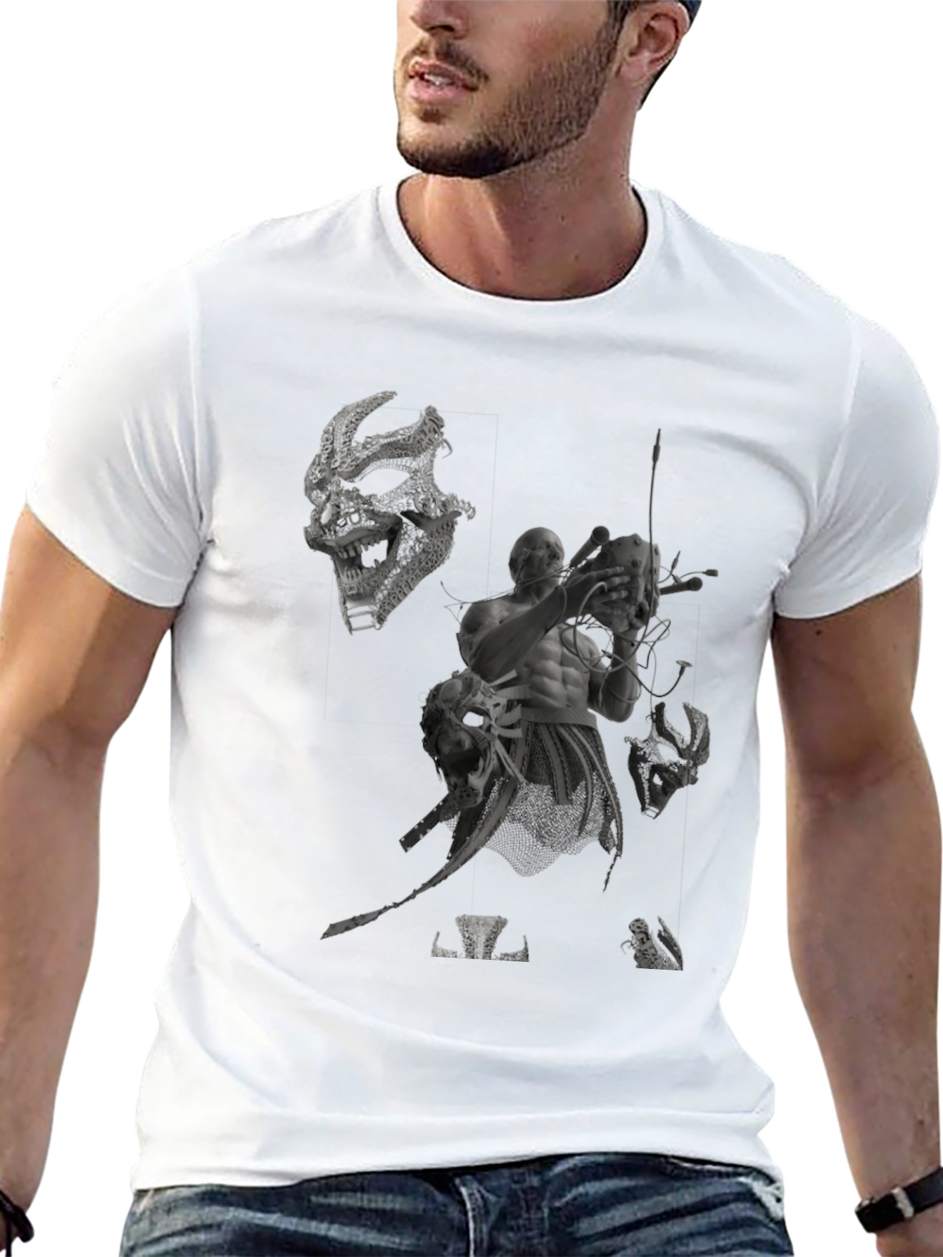 Mens Black Graphic Print Tee