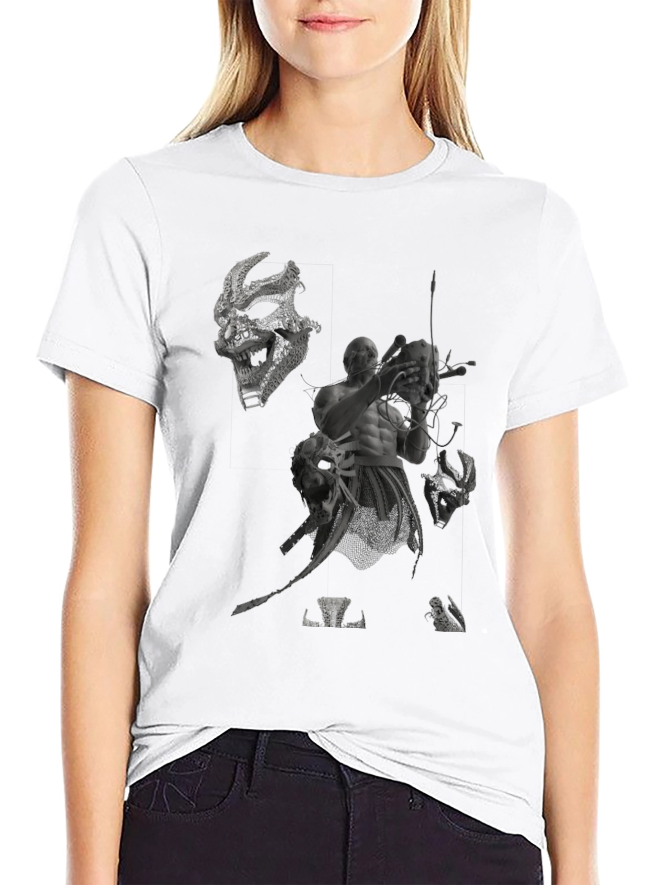 Mens Black Graphic Print Tee