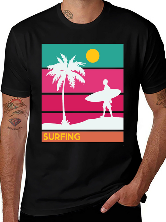 Retro Surfing T-Shirt - Beach Vibes