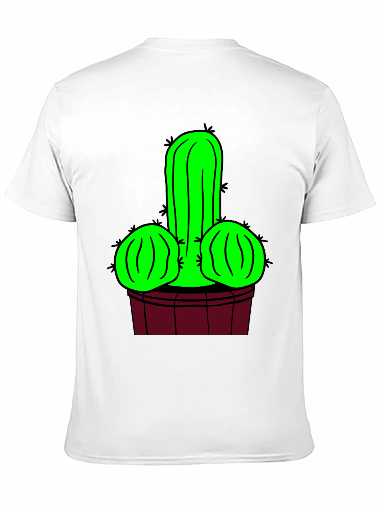 Novelty Cactus Graphic T-Shirt - Black