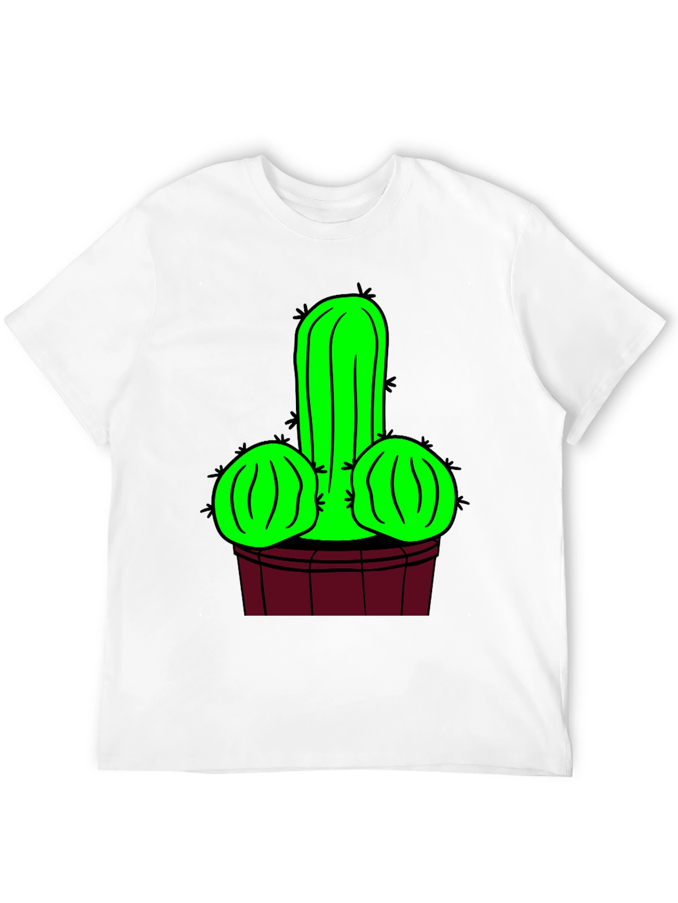 Novelty Cactus Graphic T-Shirt - Black