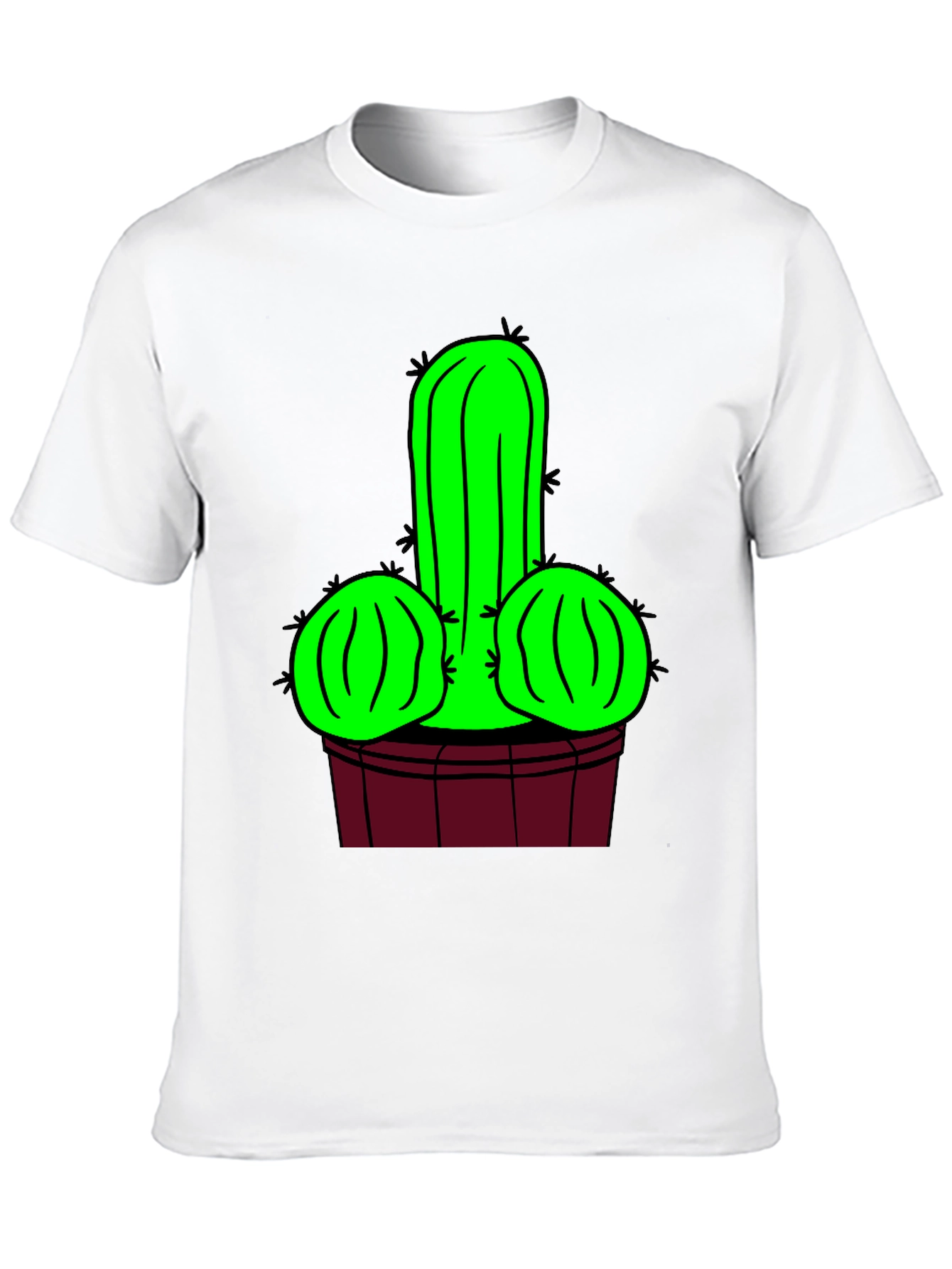 Novelty Cactus Graphic T-Shirt - Black