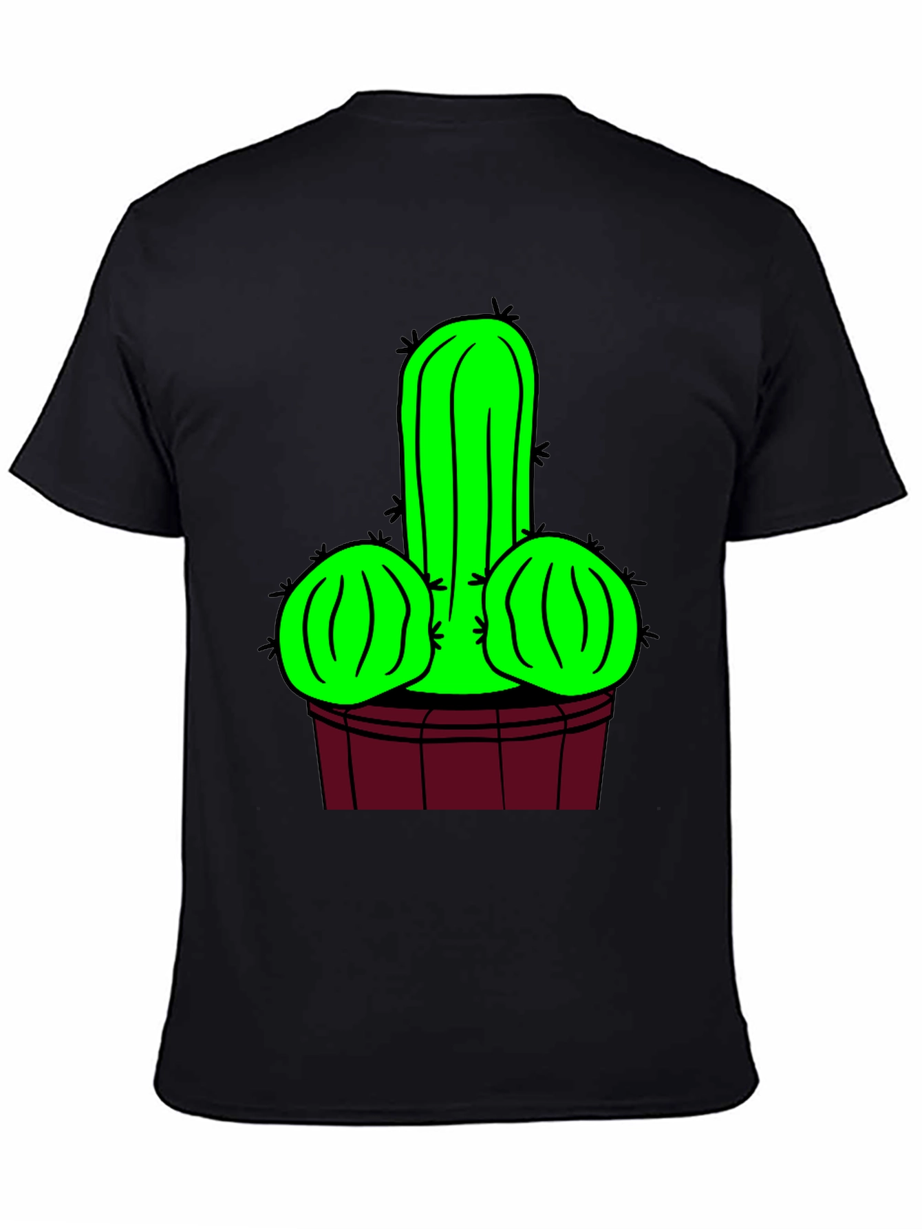 Novelty Cactus Graphic T-Shirt - Black