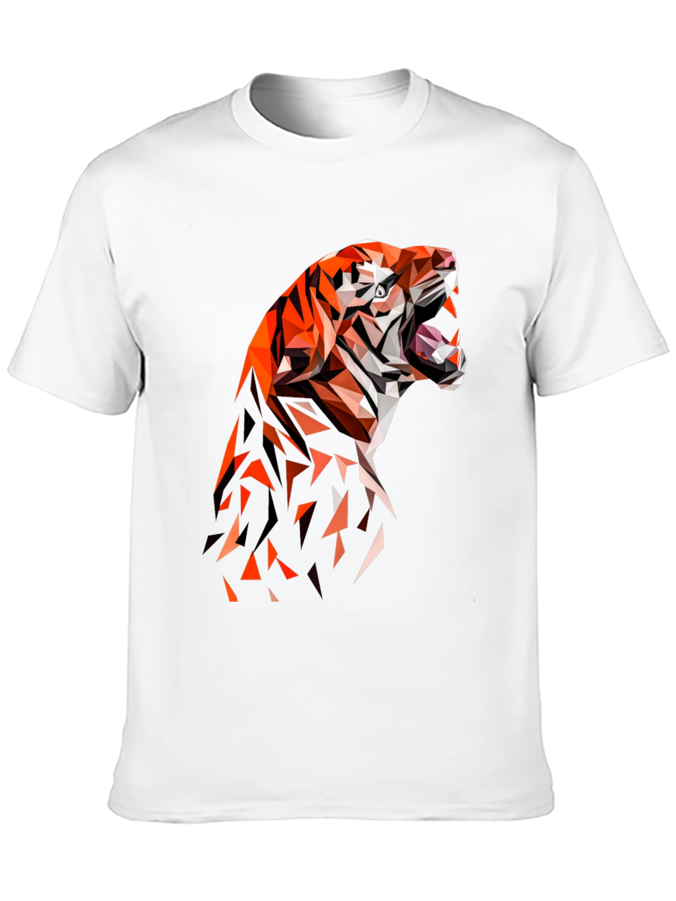 Geometric Tiger Graphic Black T-Shirt