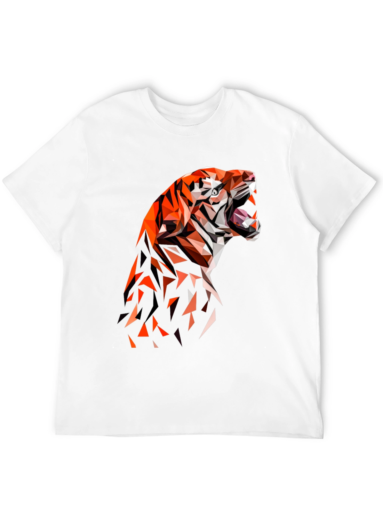 Geometric Tiger Graphic Black T-Shirt