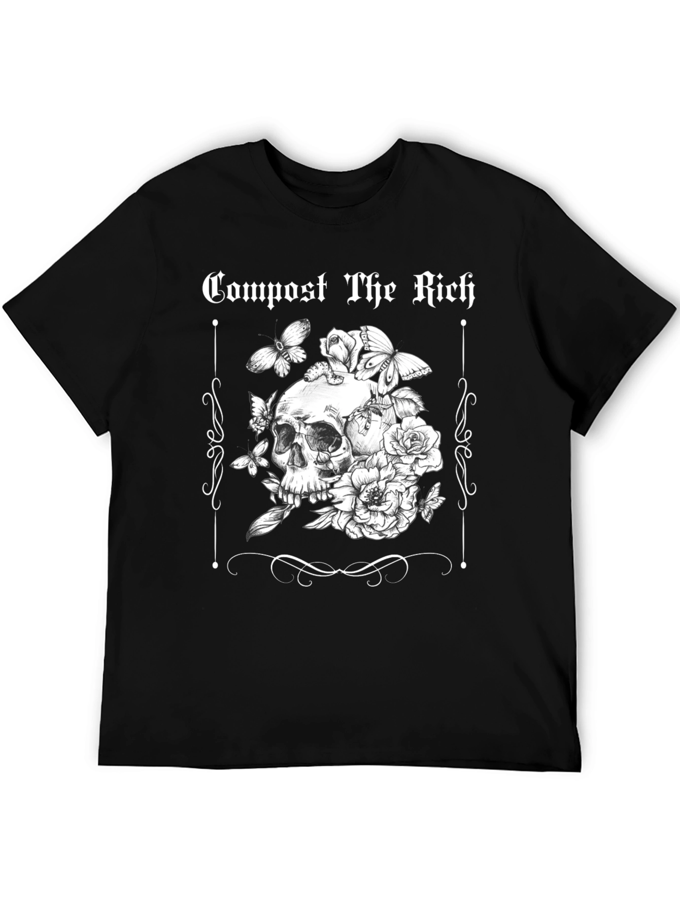 Compost The Rich Skull and Flower Graphic Tee