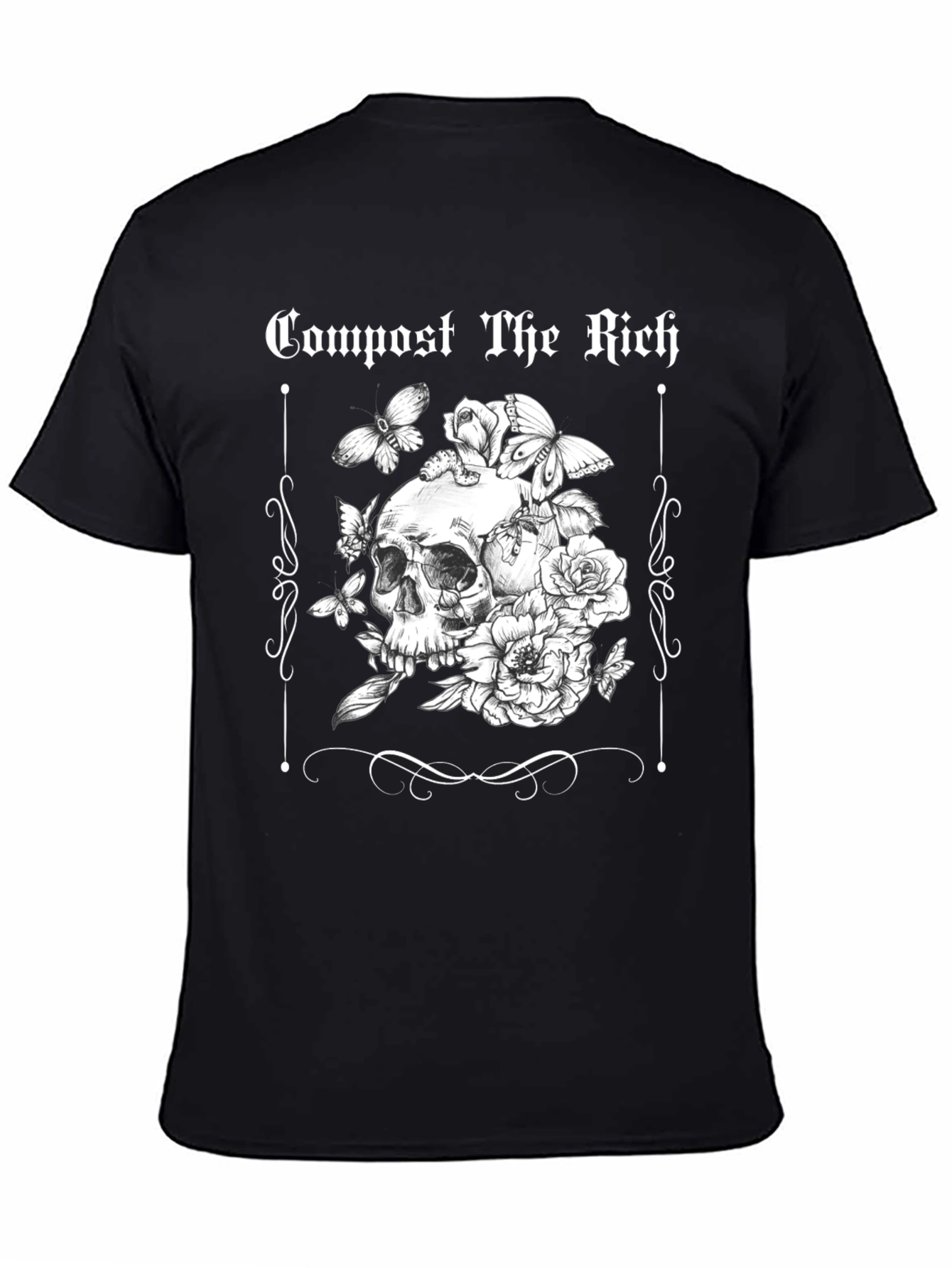 Compost The Rich Skull and Flower Graphic Tee