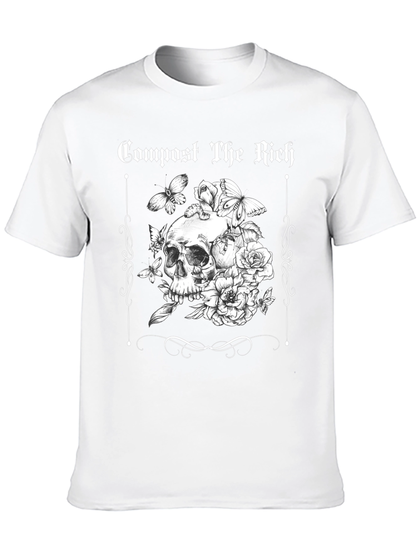 Compost The Rich Skull and Flower Graphic Tee