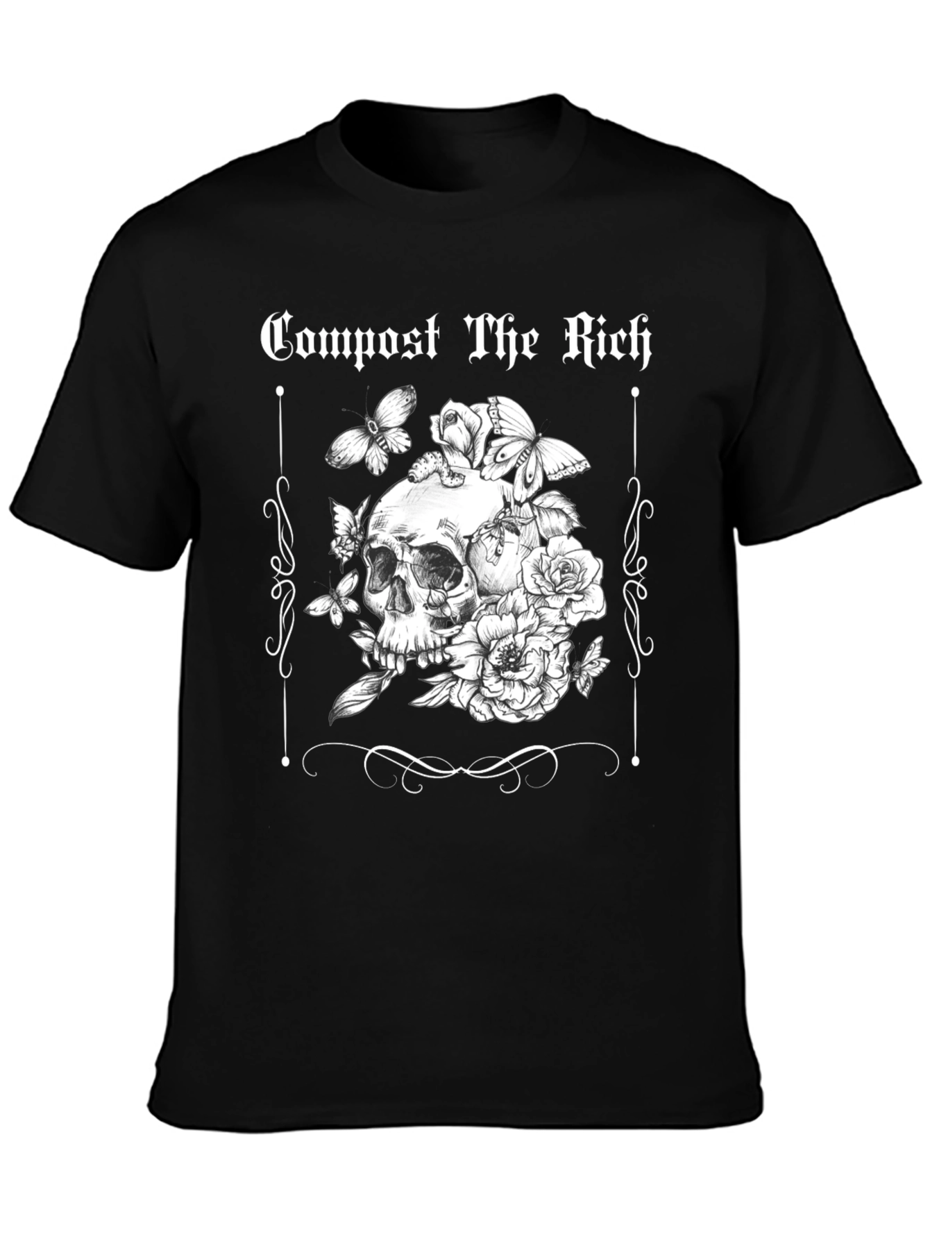 Compost The Rich Skull and Flower Graphic Tee