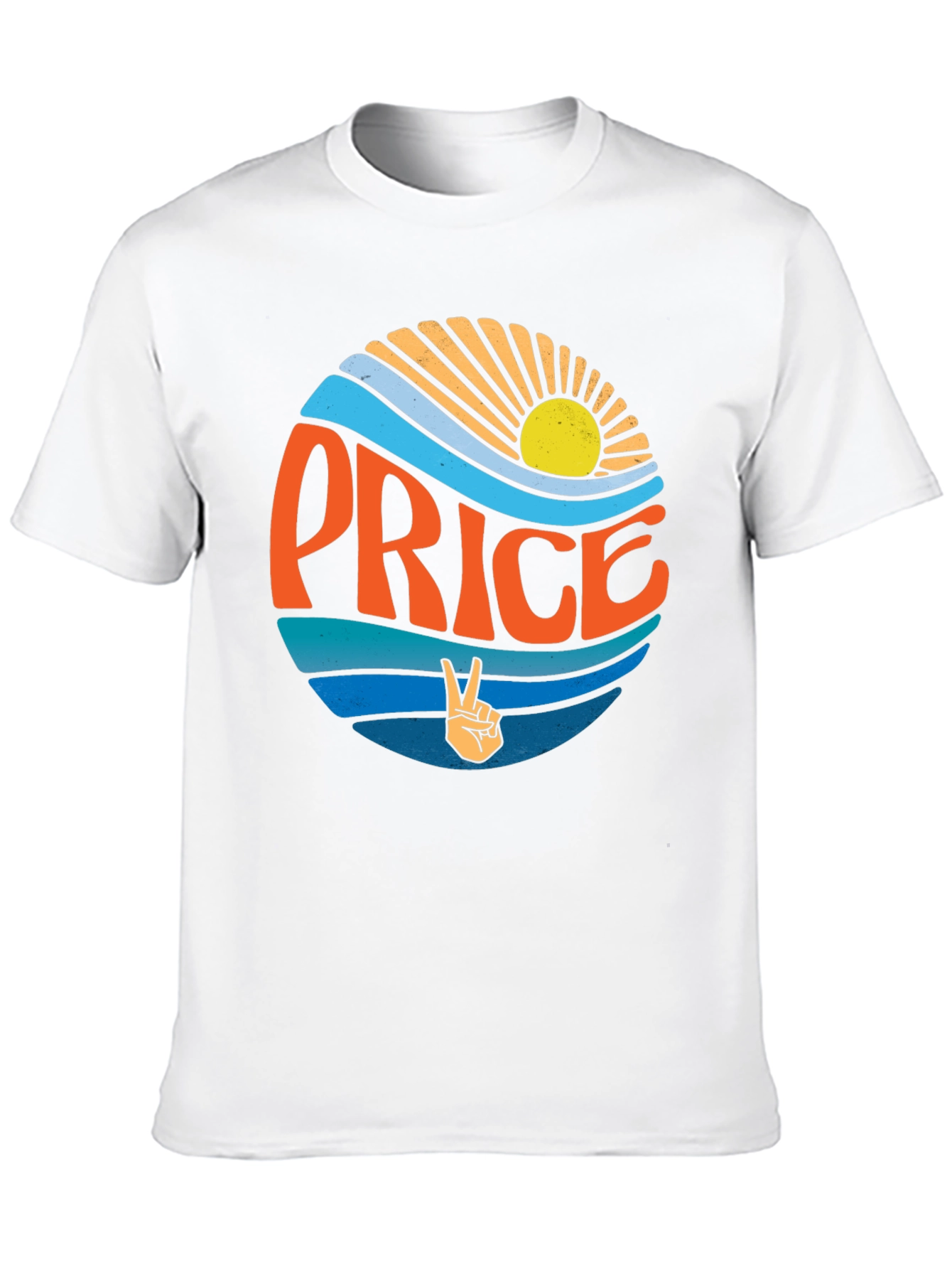 Retro Price T-Shirt - Sun Waves Peace Sign