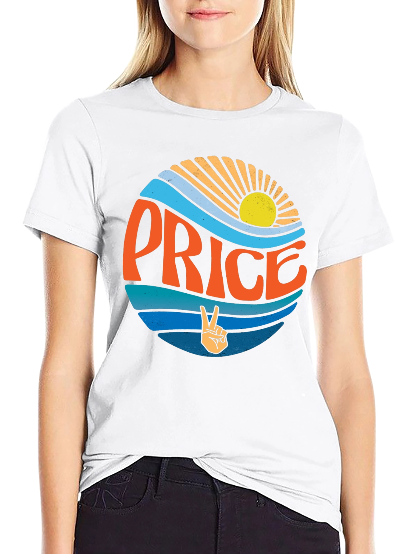 Retro Price T-Shirt - Sun Waves Peace Sign