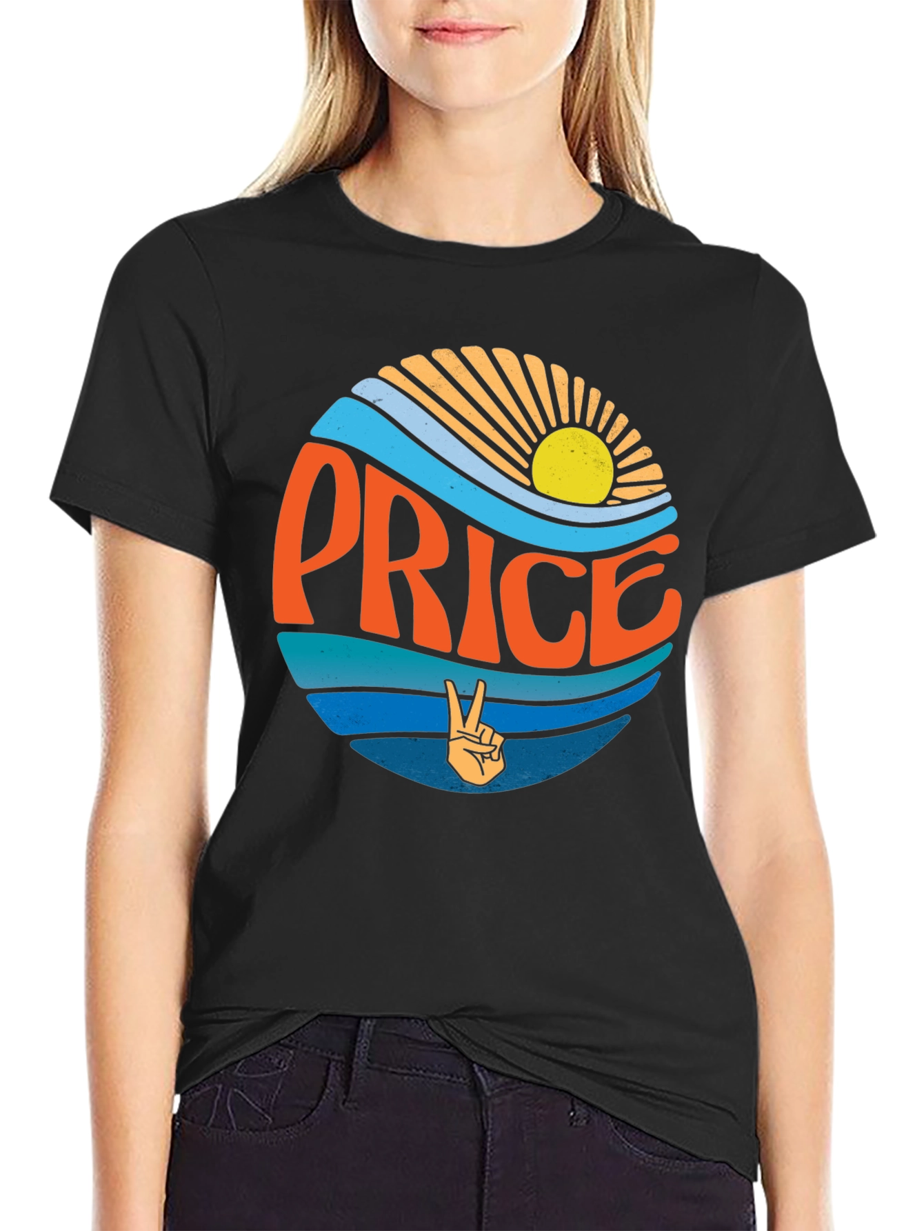 Retro Price T-Shirt - Sun Waves Peace Sign